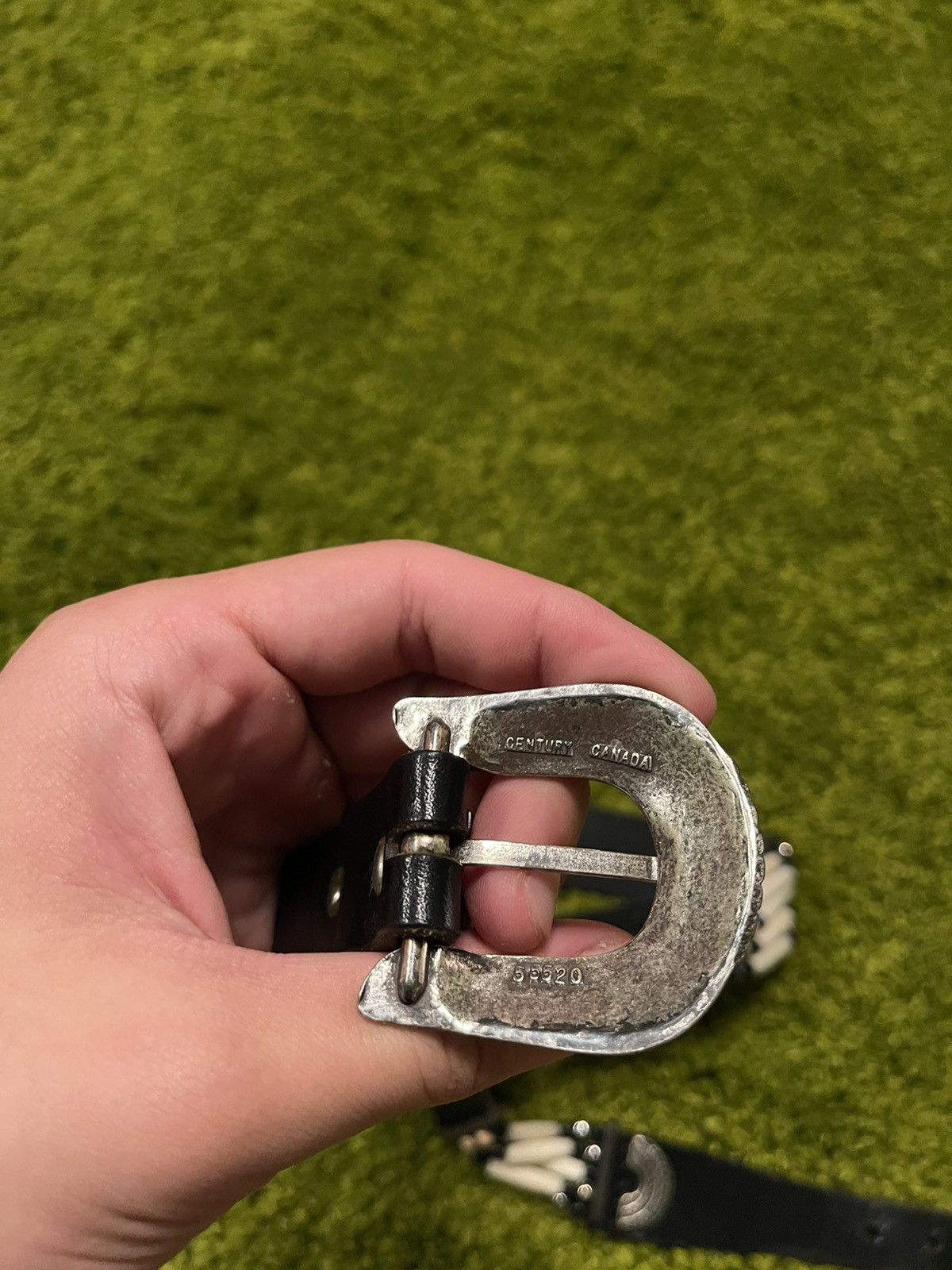 Cowboy Equipment × Genuine Leather × Vintage Western cowboy style vintage belt with bones and steel Size ONE SIZE - 4 Thumbnail