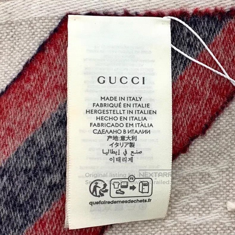 Gucci Gucci Colour-blocked striped logo jacquard full-print wool Size ONE SIZE - 8 Thumbnail
