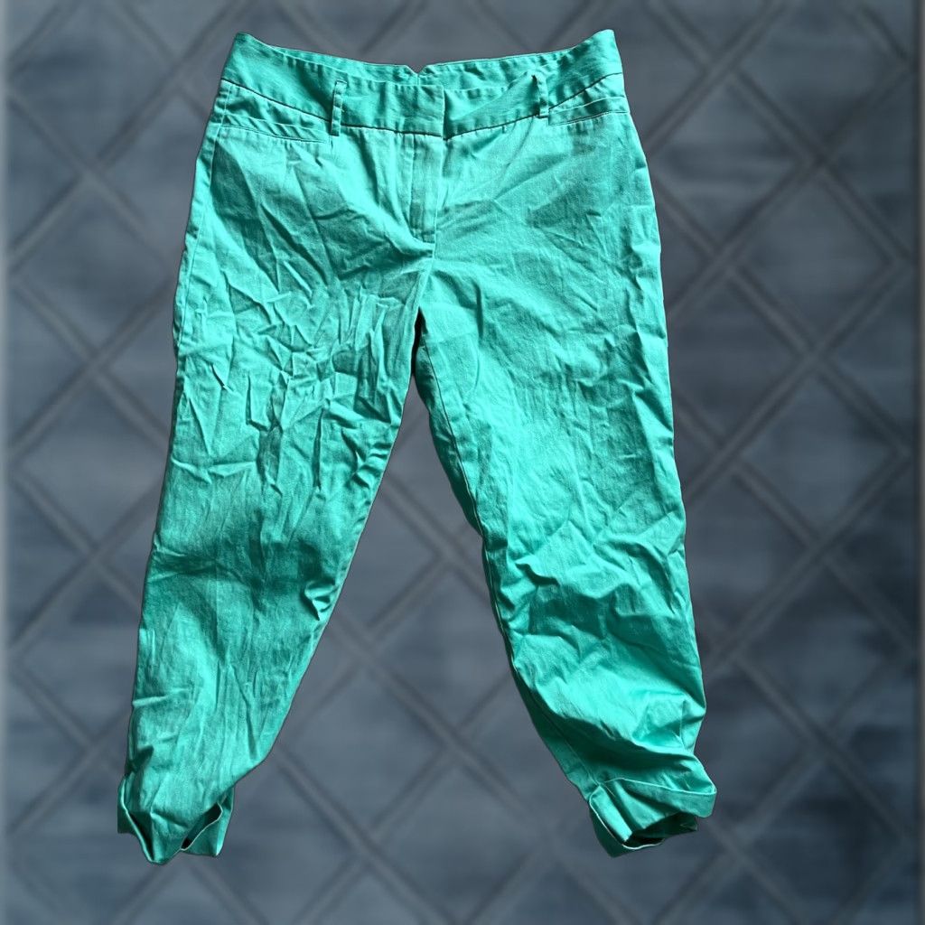 Vintage Metaphor Women Capri Pants 8 Green Slim Cotton Spandex Missy For Size 30" / US 8 / IT 44 - 1 Thumbnail
