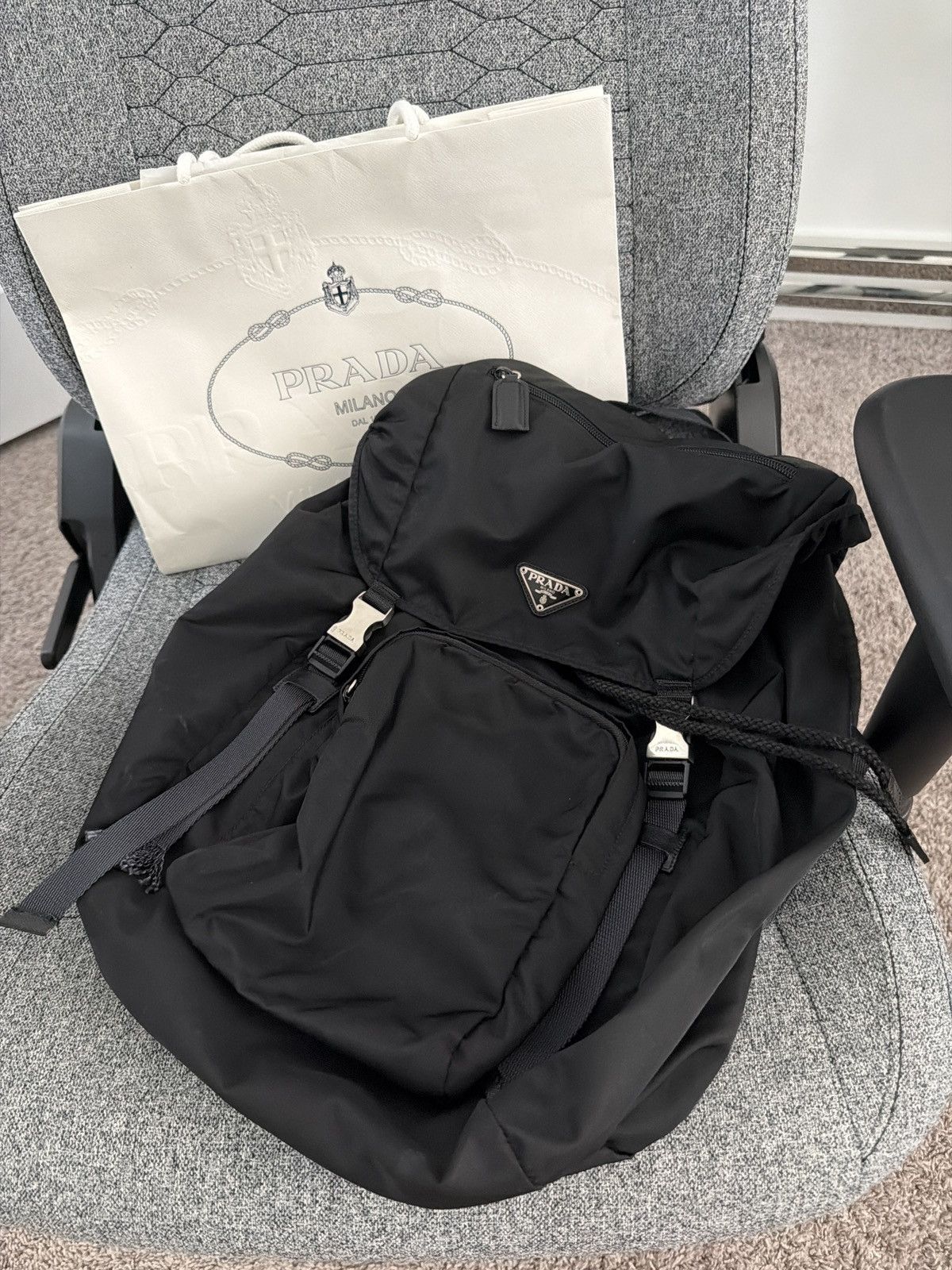 Prada Prada Re-Nylon and Saffiano Leather Backpack Size ONE SIZE - 3 Thumbnail