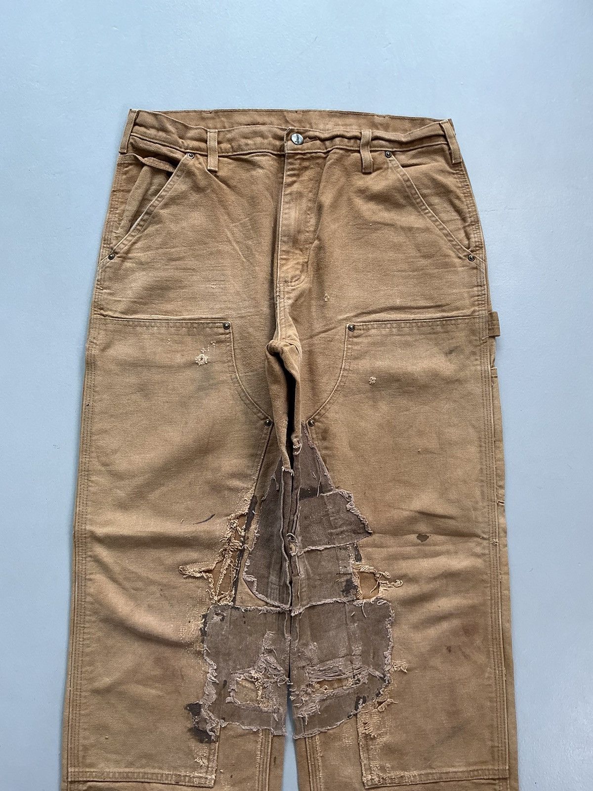 Carhartt Vintage Carhartt B136 BRN double knee rework workwear denim Size US 34 / EU 50 - 5 Thumbnail