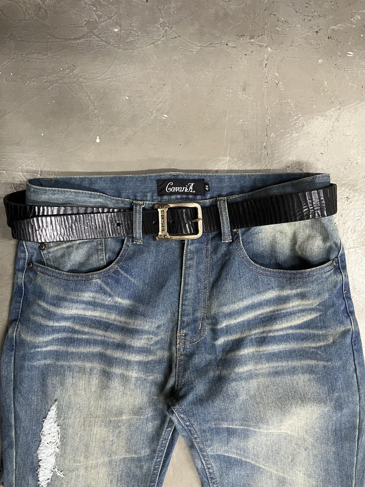 Diesel Vintage 2000's Diesel Textured Leather Punk Belt Size ONE SIZE - 2 Thumbnail