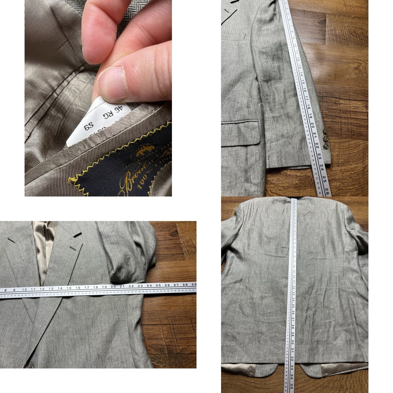 Brooks Brothers Vintage Brooks Brothers Sport Coat Mens 46R Herringbone Blazer - Size 46 Gray Linen Size 46R - 8 Thumbnail