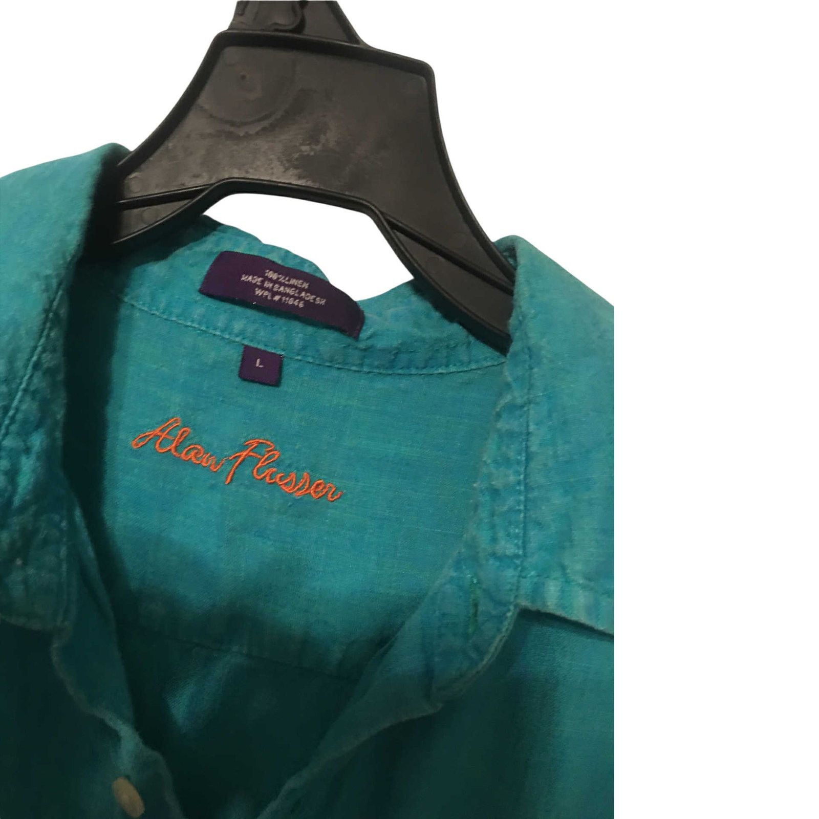 Arizona Jean Co. Alan Flusser 100% Linen ButtonUp Shirt Short Sleeve Green LG Size US S / EU 44-46 / 1 - 3 Thumbnail