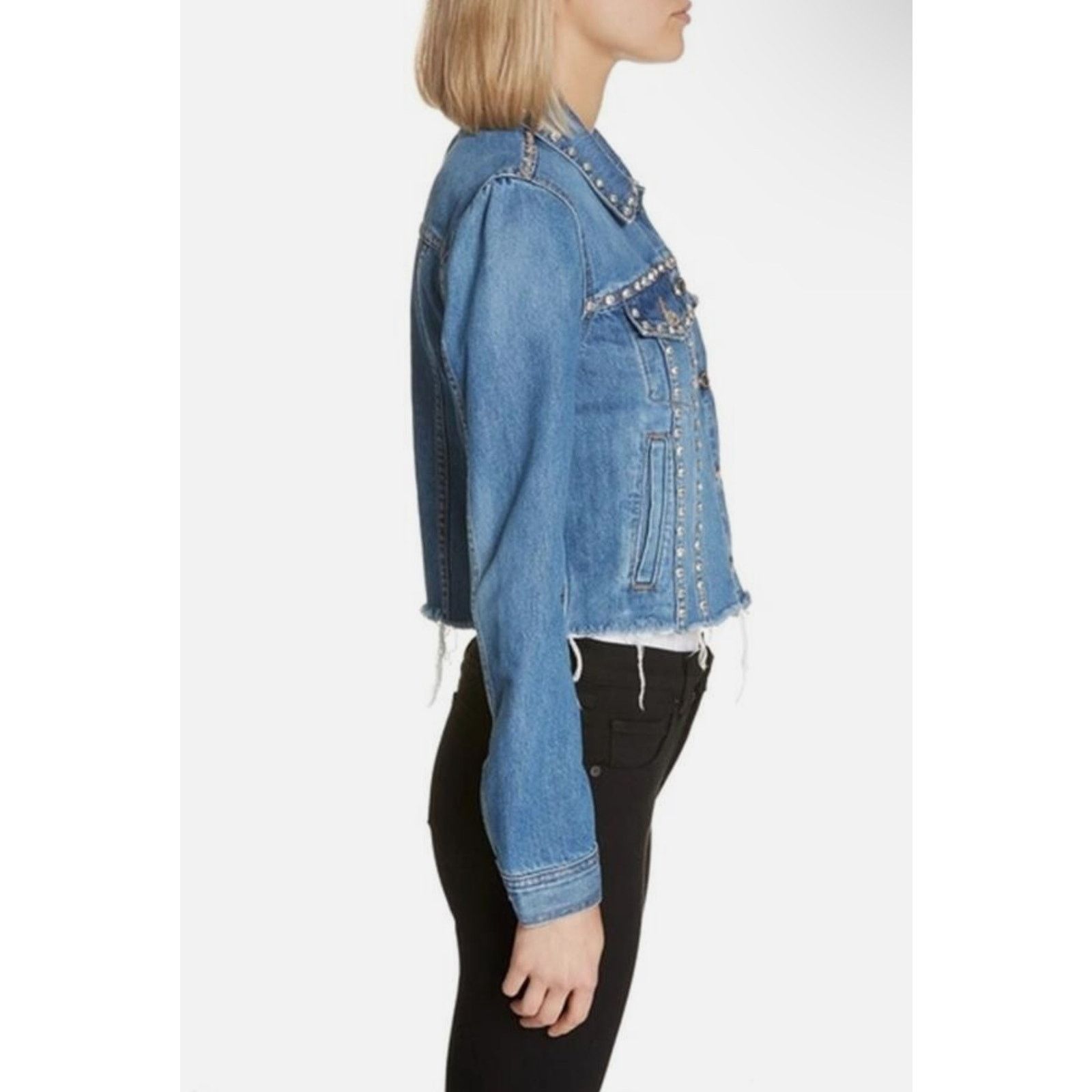 Veronica Beard ❣️RTP $500❣️ Veronica Beard Denim Rhinestones Jeans Jacket Size XS / US 0-2 / IT 36-38 - 5 Thumbnail
