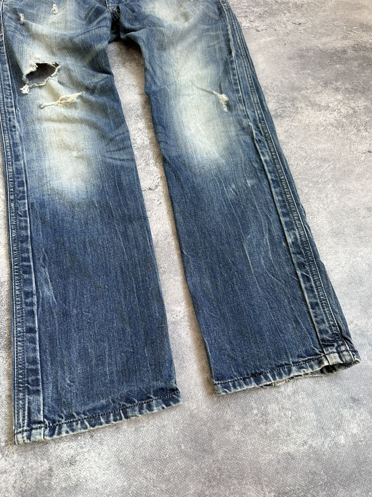 Diesel Vintage Diesel Distressed Ripped Denim Jeans Japanese Stripe Size US 31 - 4 Thumbnail