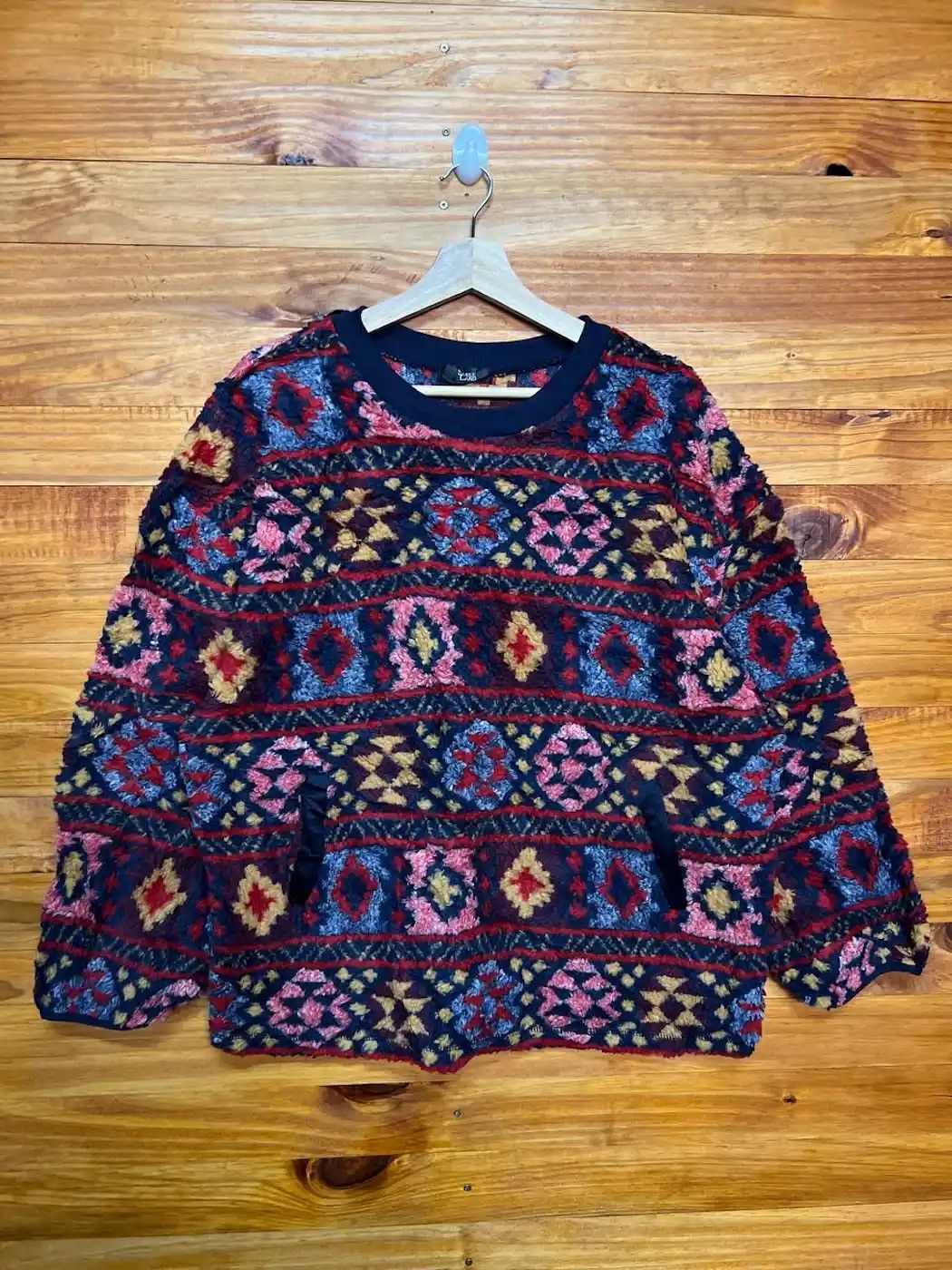 image of Vintage Smile Land Navajo Damaks Fleece Made In Japan, Women's (Size XL)