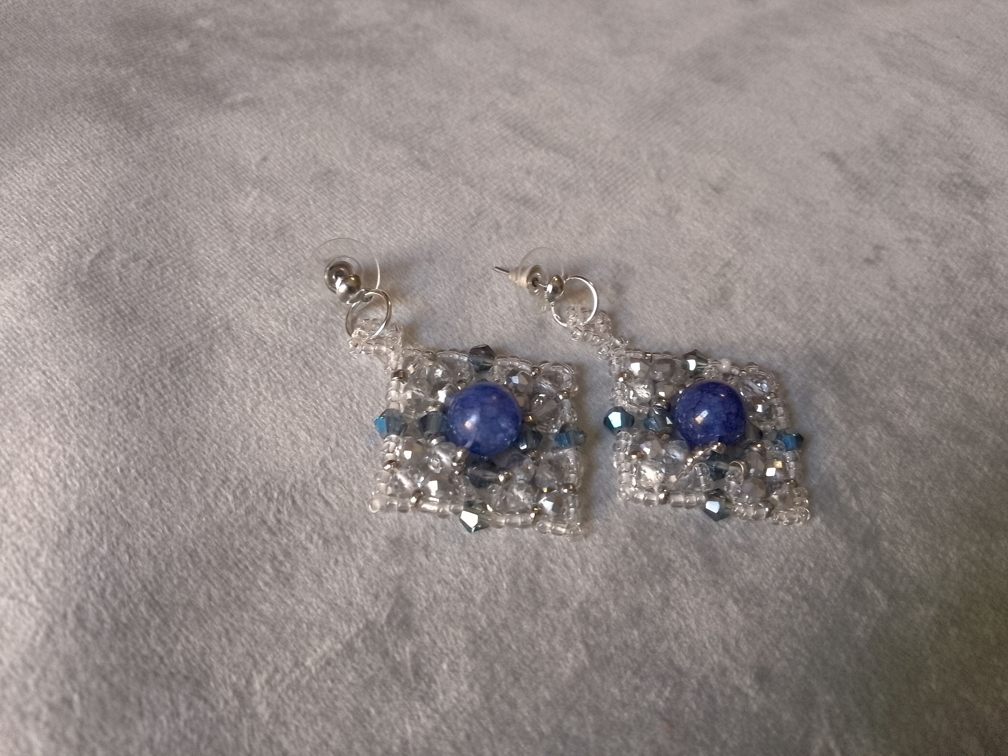 Handmade Elegant Earrings Crystal, blue Natural sodalite gemstones Size ONE SIZE - 3 Thumbnail