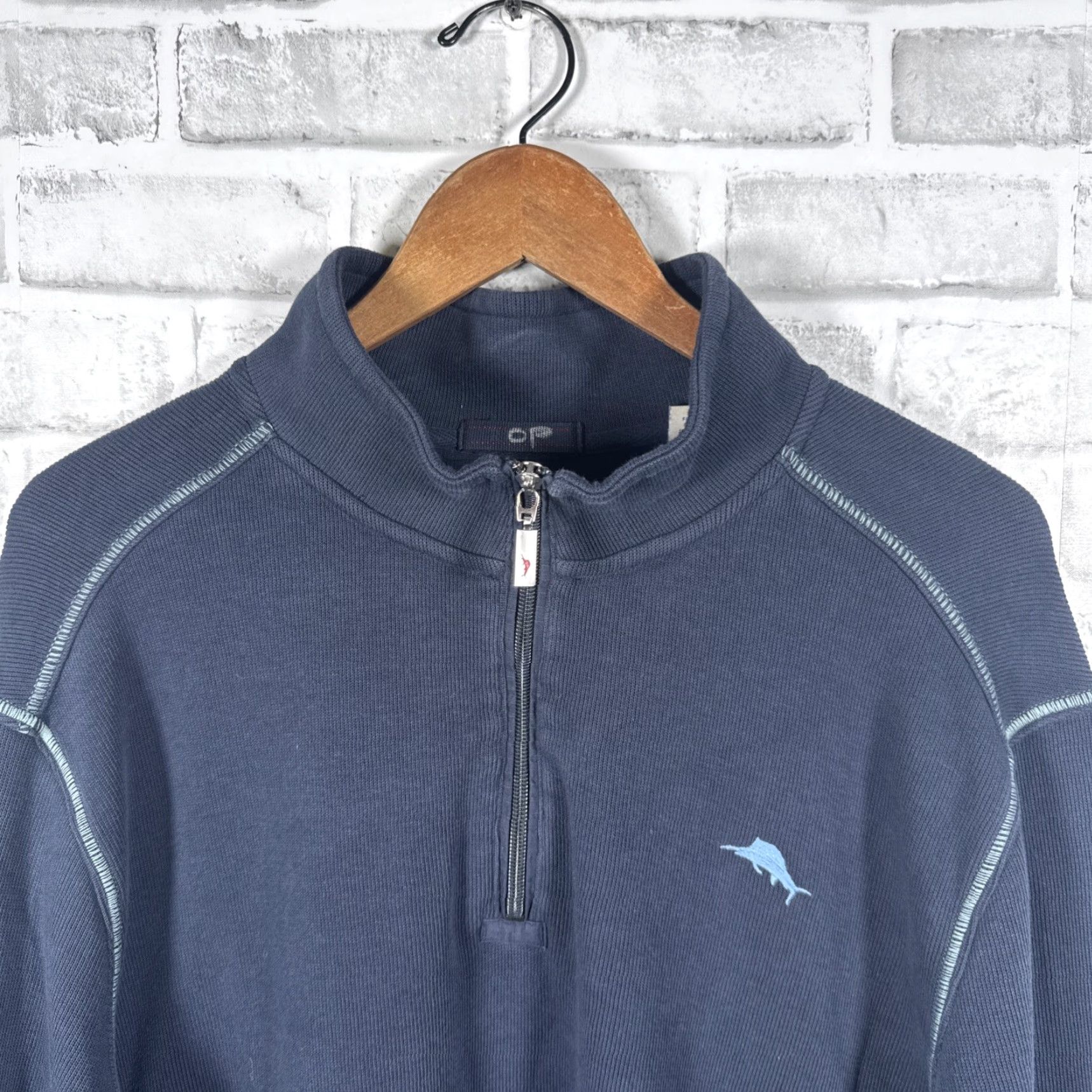 Tommy Bahama Tommy Bahama Blue Half Zip Pullover Mens XL Sweater Color Blue Zip Pullover Size US XL / EU 56 / 4 - 2 Thumbnail