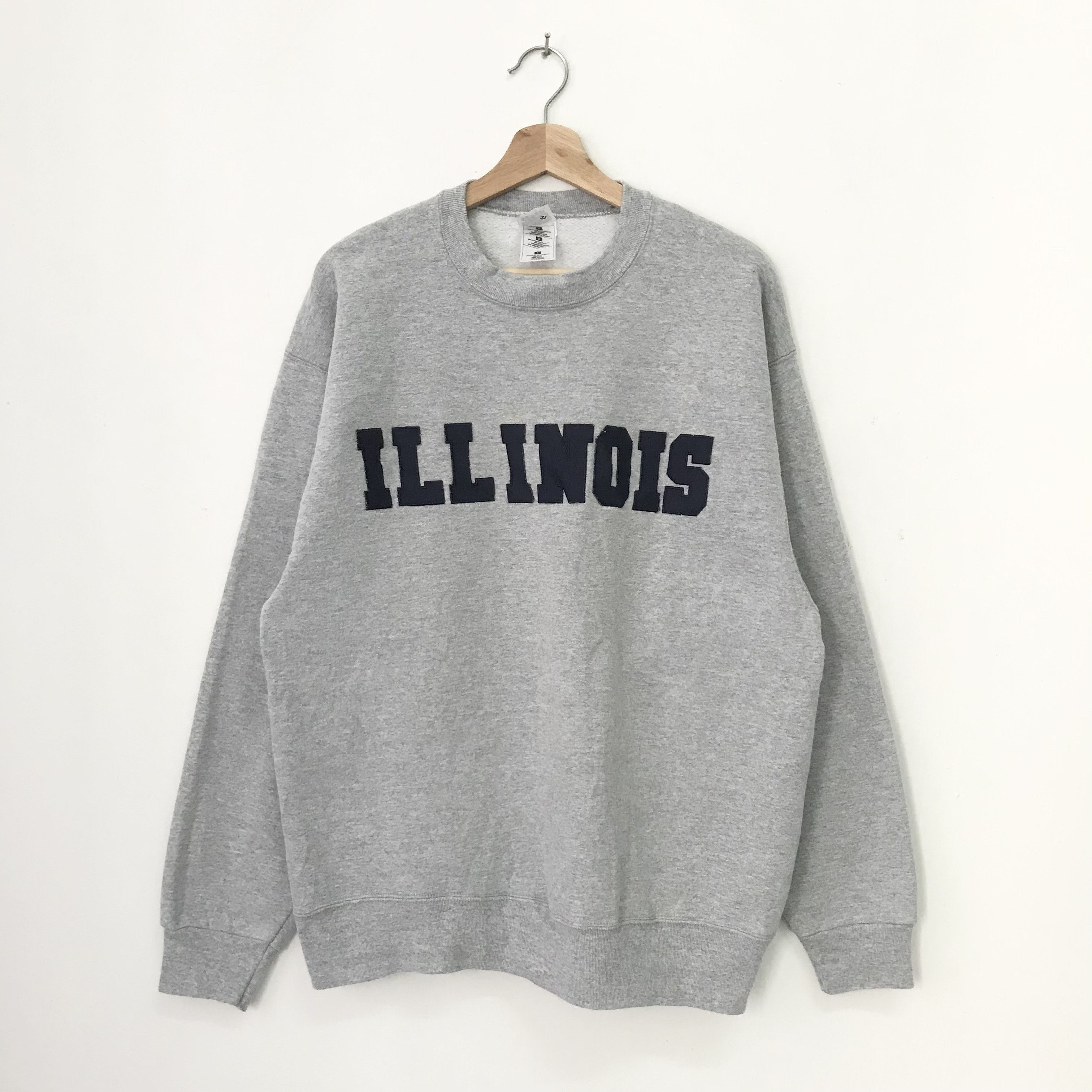 Vintage Vintage University Illinois Gray Sweatshirt - 453 Size US L / EU 52-54 / 3 - 1 Thumbnail