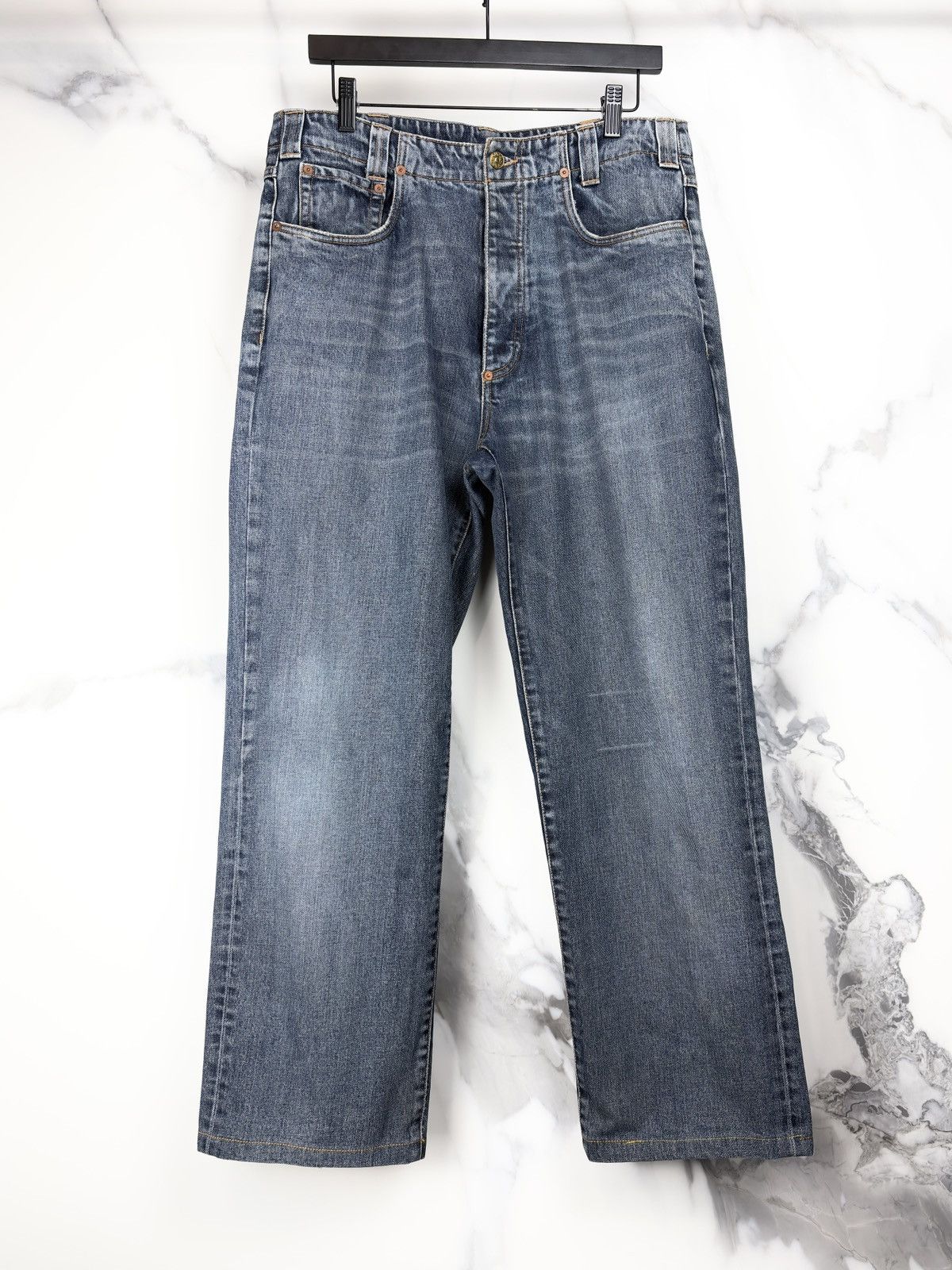 Gucci Gucci Tom Ford Vintage Web Baggy Faded Blue Denim Jeans Size US 34 / EU 50 - 1 Thumbnail