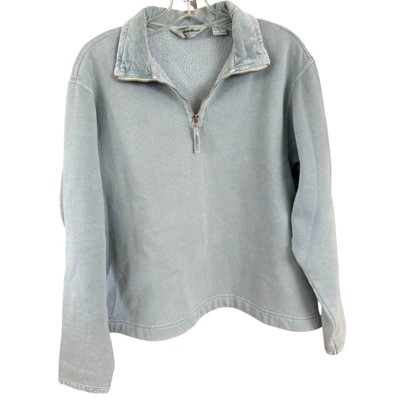 Eddie Bauer VINTAGE Eddie Bauer Blue Quarter Zip Fleece Lined Boxy Oversized Sweater S Women Pullover Small Sized 90s Size S / US 4 / IT 40 - 2 Thumbnail