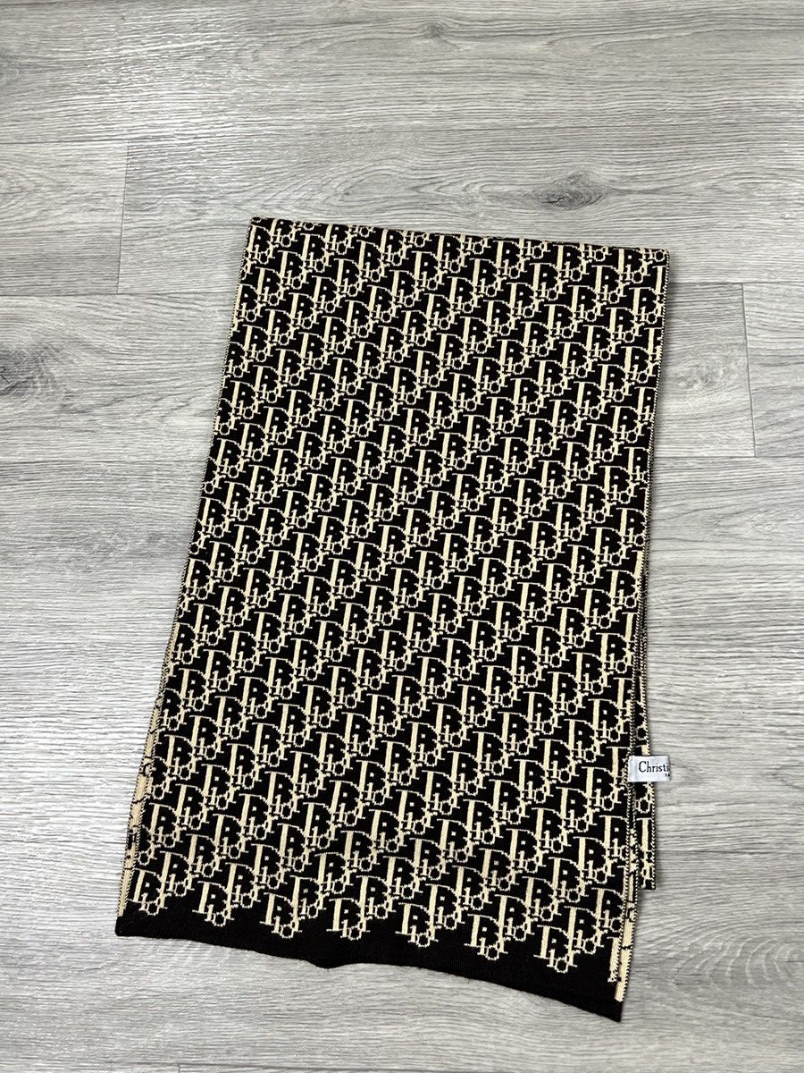 Dior Christian Dior Vintage Oblique Monogram Scarf Black Beige Size ONE SIZE - 4 Thumbnail