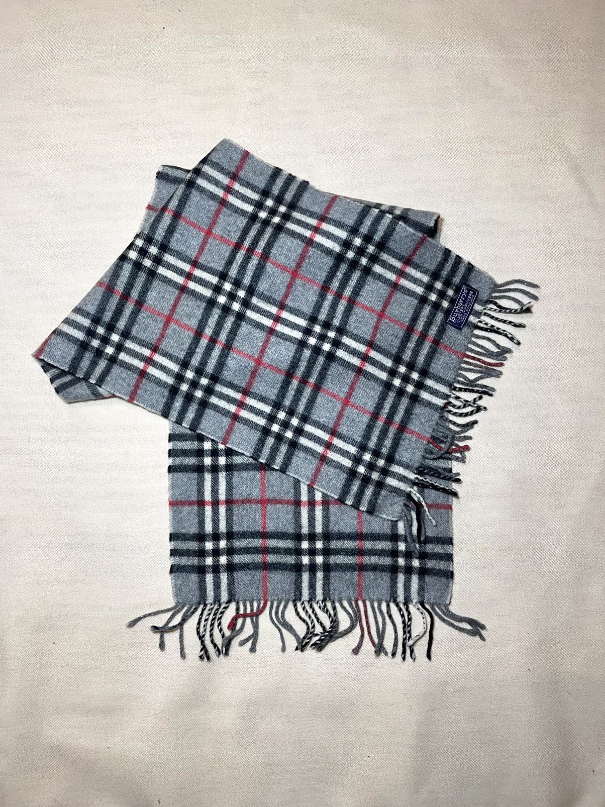 Burberry × Vintage Burberry London cashmere tartan gray scarf Size ONE SIZE - 6 Thumbnail