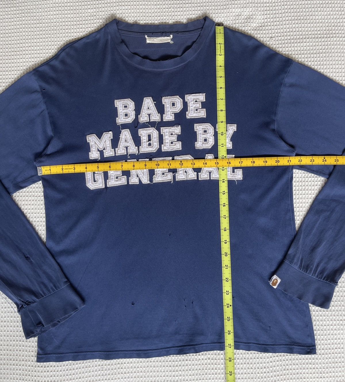 Bape Vintage 90s BAPE MADE BY GENERAL Thrashed Faded Long Sleeve Size US L / EU 52-54 / 3 - 9 Thumbnail
