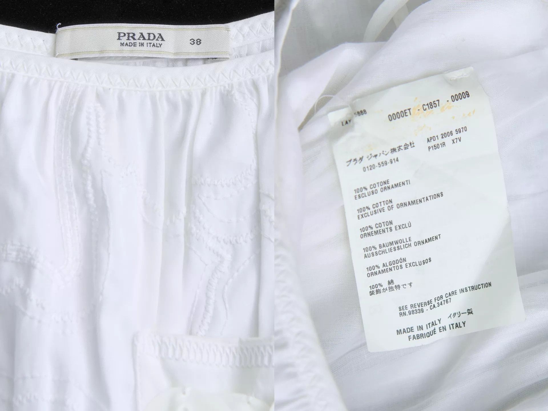 Prada PRADA 06SS White 3D Floral Embroidered Cotton Skirt Size 26" / US 2 / IT 38 - 8 Thumbnail