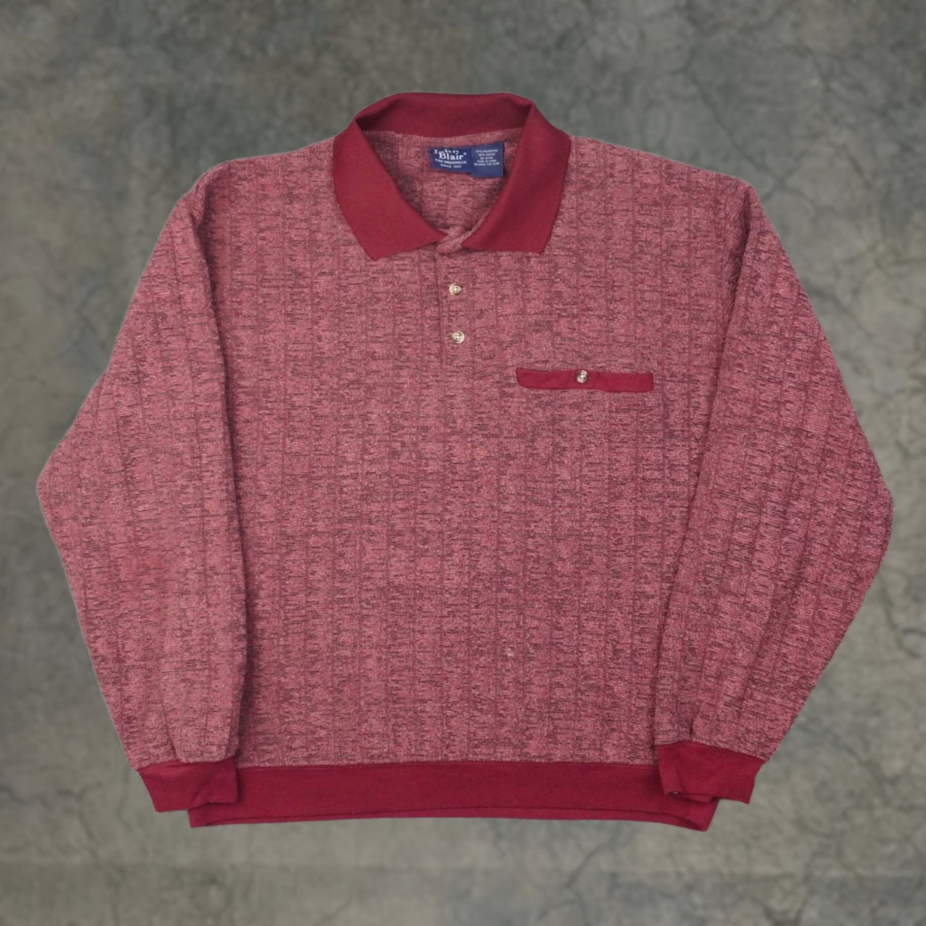 Blair VINTAGE John Blair Shirt Mens Large Retrob Burgundy Collared Button-Up Geometric Long Sleeve Casual Seasonal Clothing Size US L / EU 52-54 / 3 - 1 Thumbnail