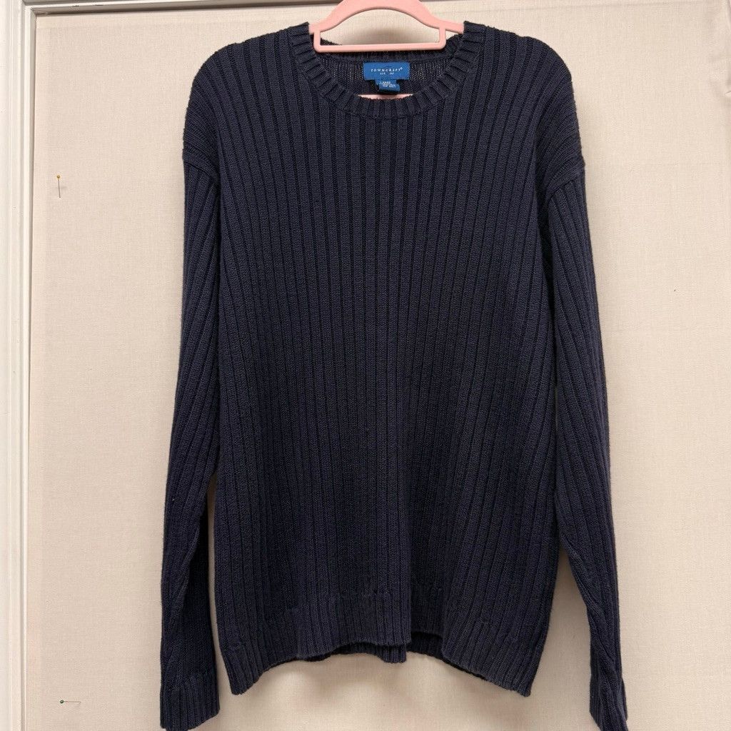 Towncraft Men's TOWNCRAFT Navy Blue Ribbed Crewneck Sweater L Size US L / EU 52-54 / 3 - 1 Thumbnail