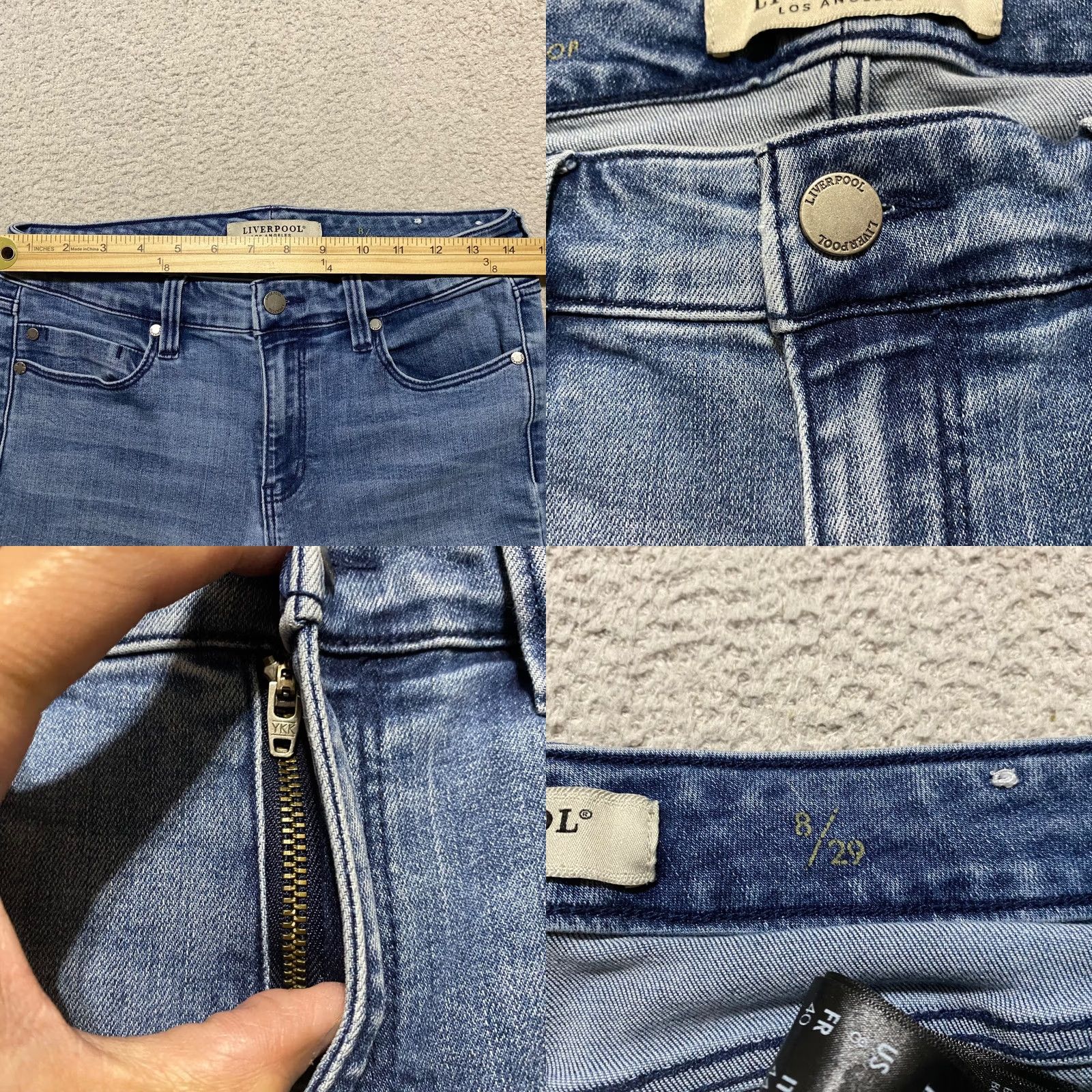 Denime Liverpool Jeans Liverpool Womens Jeans Blue Medium Wash 8 Skinny Crop 5-Pocket Denim Stretch Mid Rise Womens Jeans Size 30" / US 8 / IT 44 - 8 Thumbnail