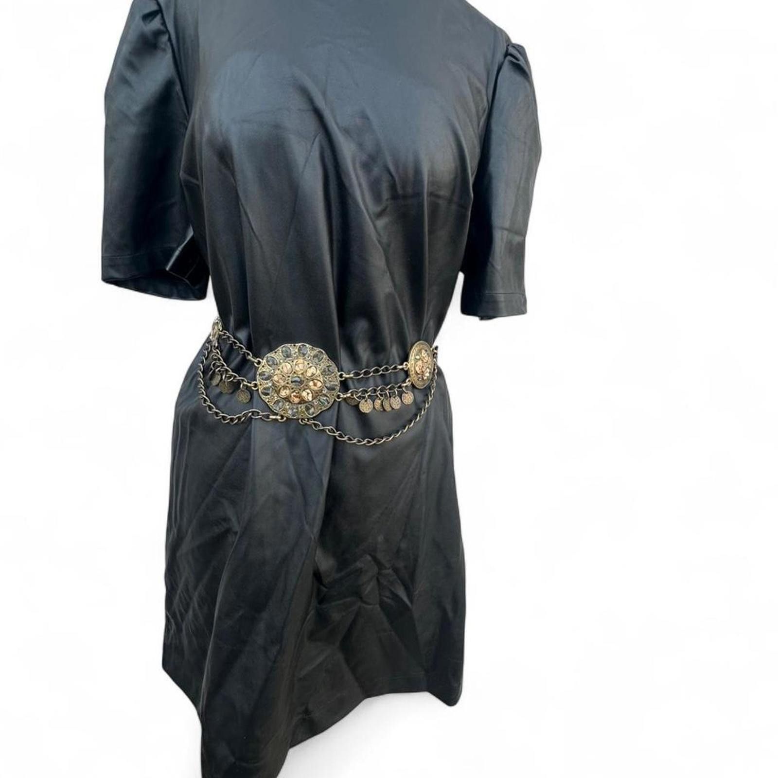 Other Black leather belt with gold bead details #gothic #punkrock Size ONE SIZE - 1 Thumbnail