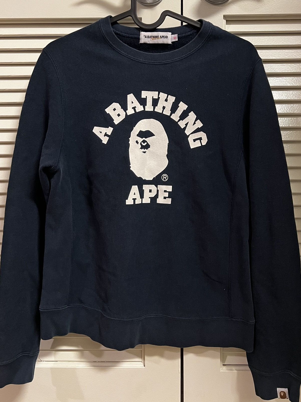 image of Bape College Crewneck in Navy, Women's (Size Small)