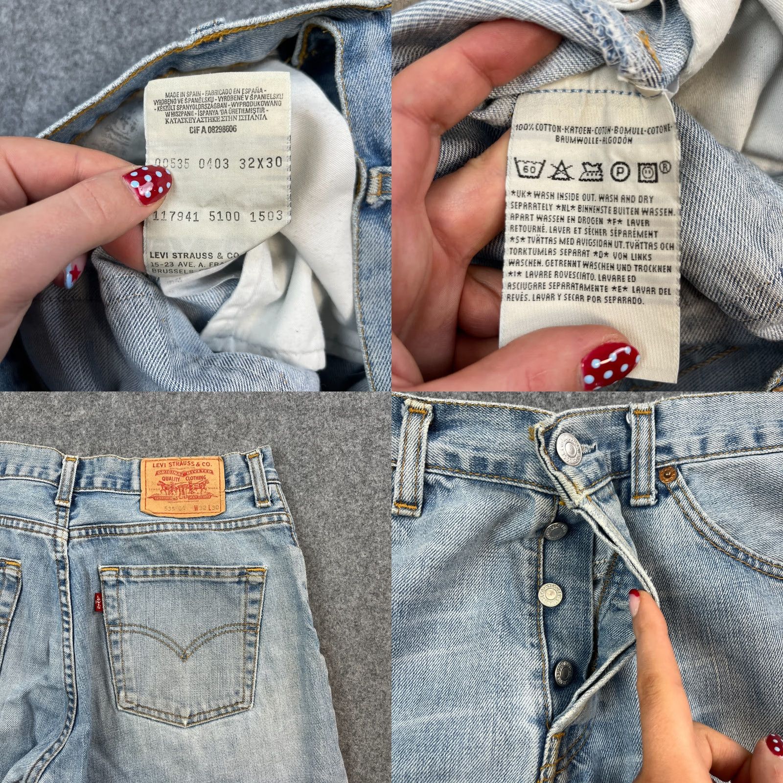 Levi's VINTAGE Levi's 535 Jeans Mens Regular Straight 30 30 Light Blue Button Fly Size US 30 / EU 46 - 8 Thumbnail