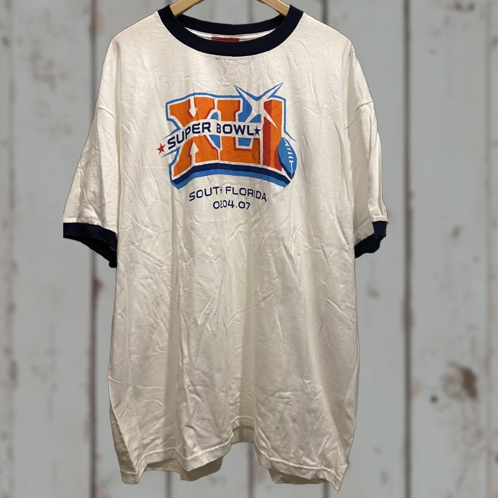 NFL VINTAGE Mens 2XL 2006 Super Bowl NFL Ringer T-Shirt White South Florida Football Mens Size US XXL / EU 58 / 5 - 1 Thumbnail