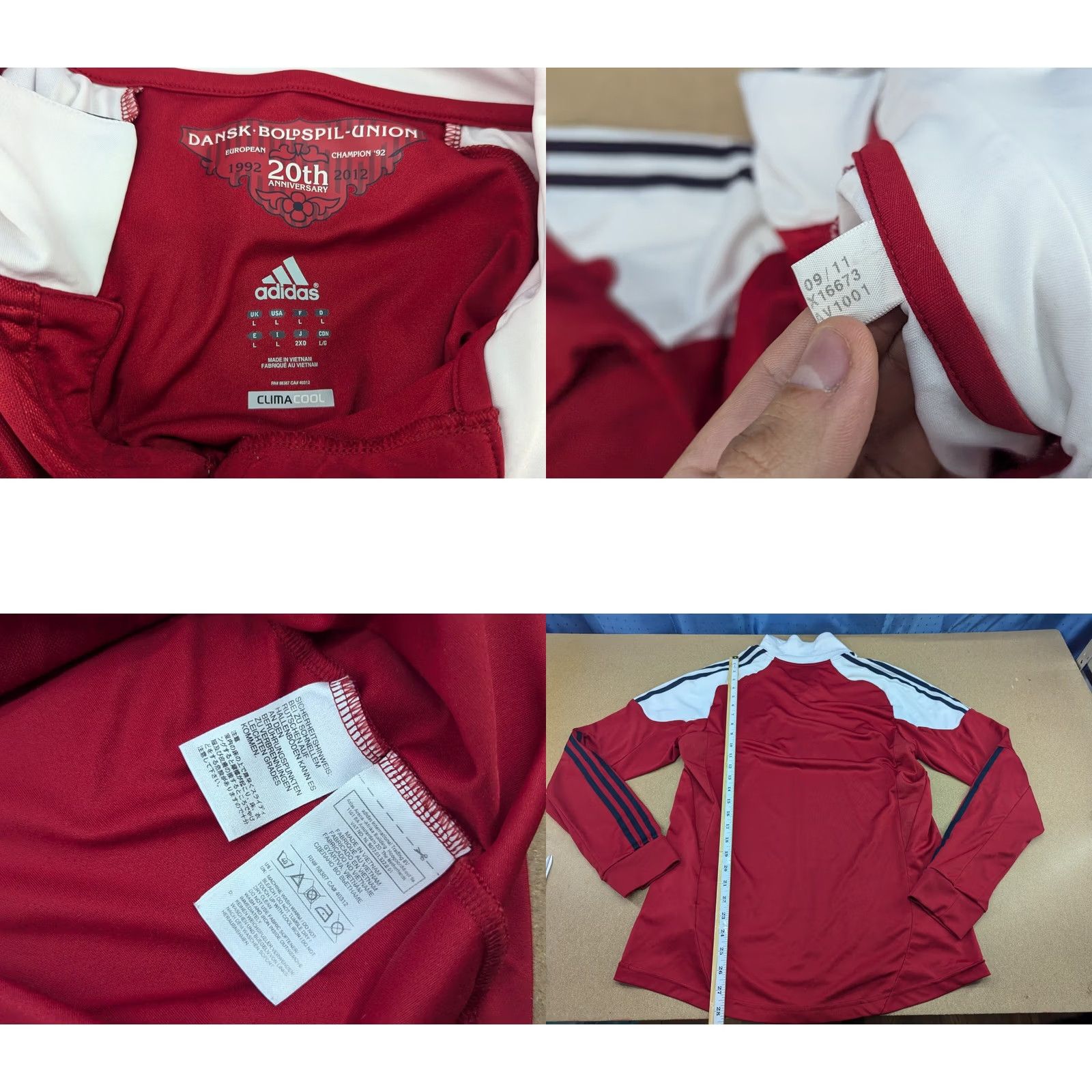 Adidas Adidas Denmark 2012-2013 Football Jersey Mens Size L Adult Home Long Sleeves red Size US L / EU 52-54 / 3 - 8 Thumbnail