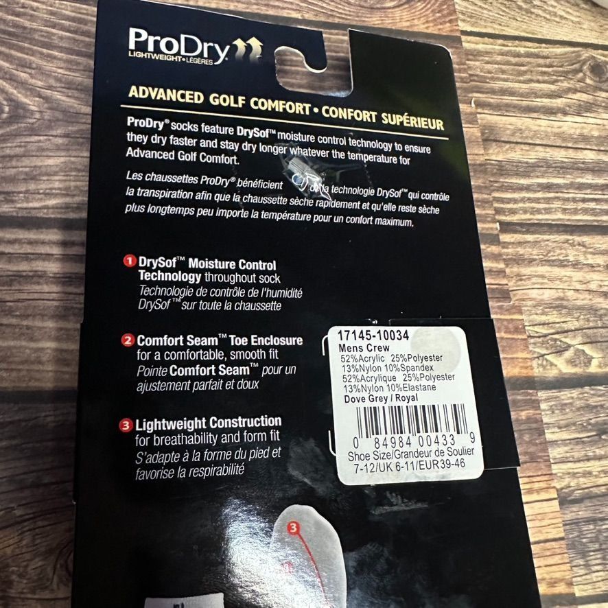 Footjoy FootJoy Men's ProDry Lightweight Crew Golf Socks 1 Pair NWT Size ONE SIZE - 7 Thumbnail