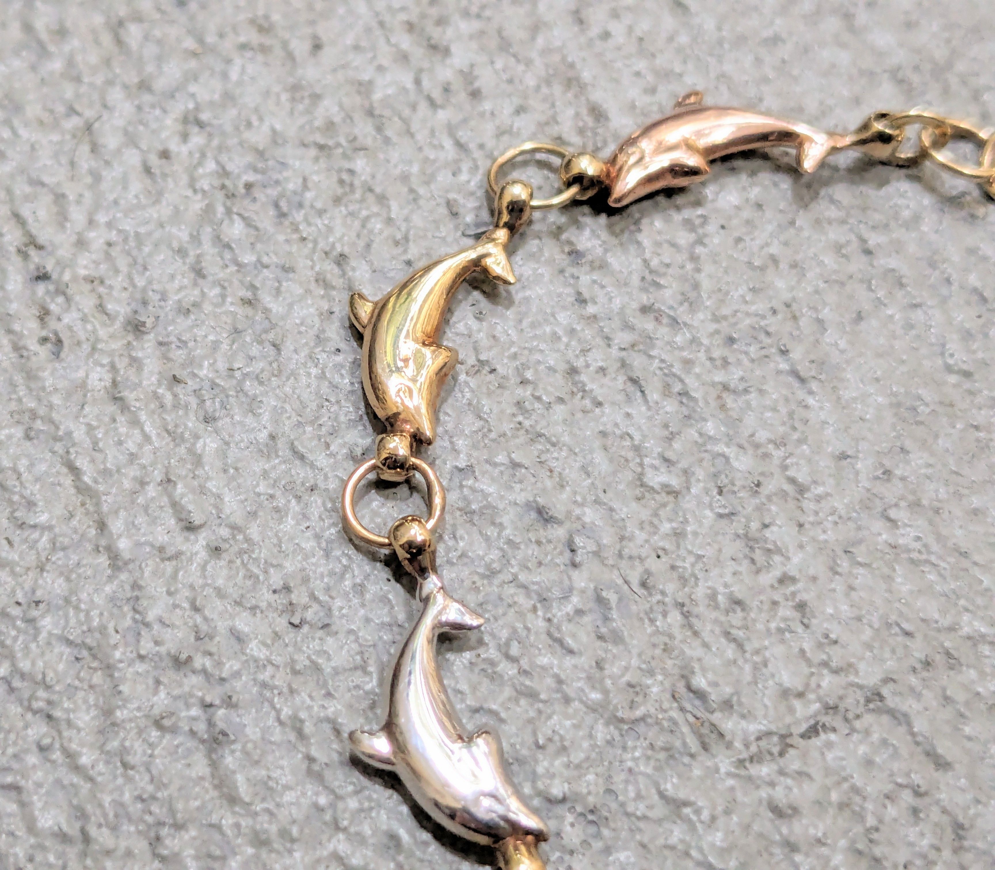 Jewelry Vintage 10K Gold Dolphin Bracelet 7.5" Link Chain Y2K Size ONE SIZE - 6 Thumbnail
