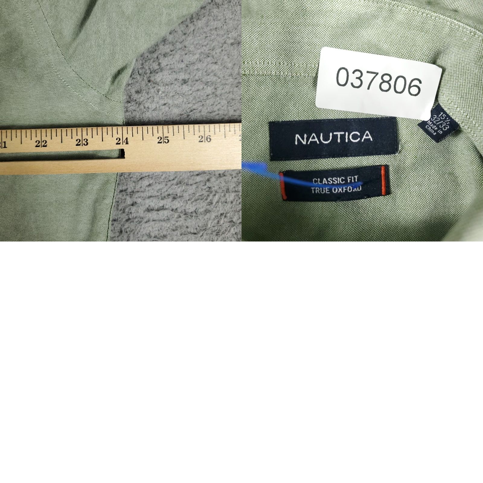 Nautica Nautica Dress Shirt Mens Size 15.5 Green Long Sleeve Button Down Classic Preppy Size 40R - 8 Thumbnail