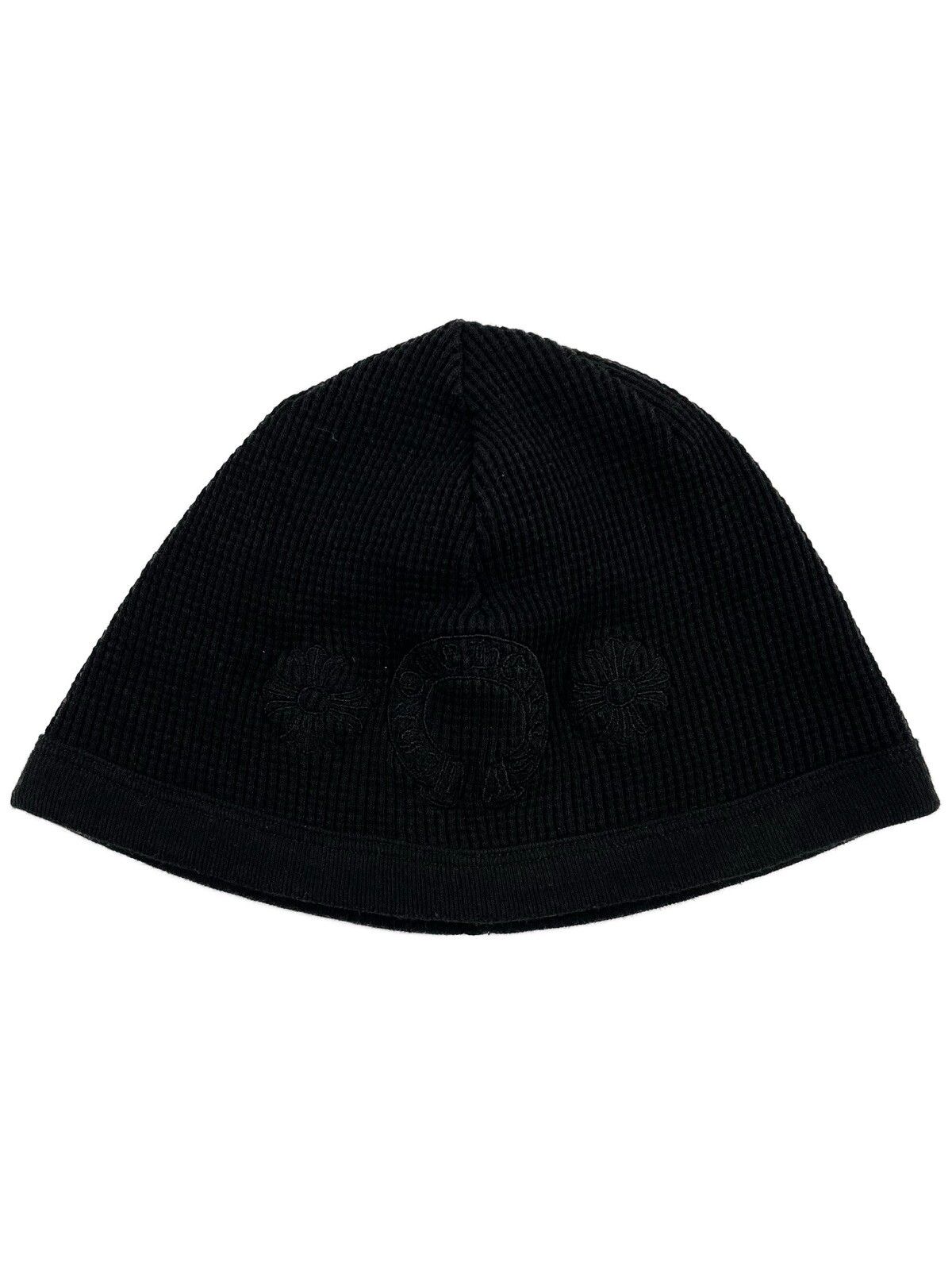 Pre-owned Chrome Hearts Embroidered Horseshoe Logo Thermal Beanie In Black