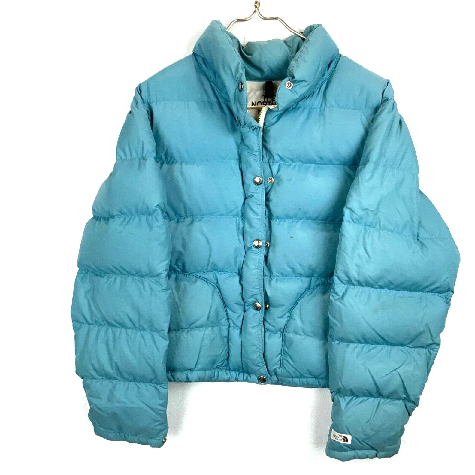 image of Vintage The North Face Women’S Full Zip Puffer Down Jacket Large Short Blue Usa in White, Women's