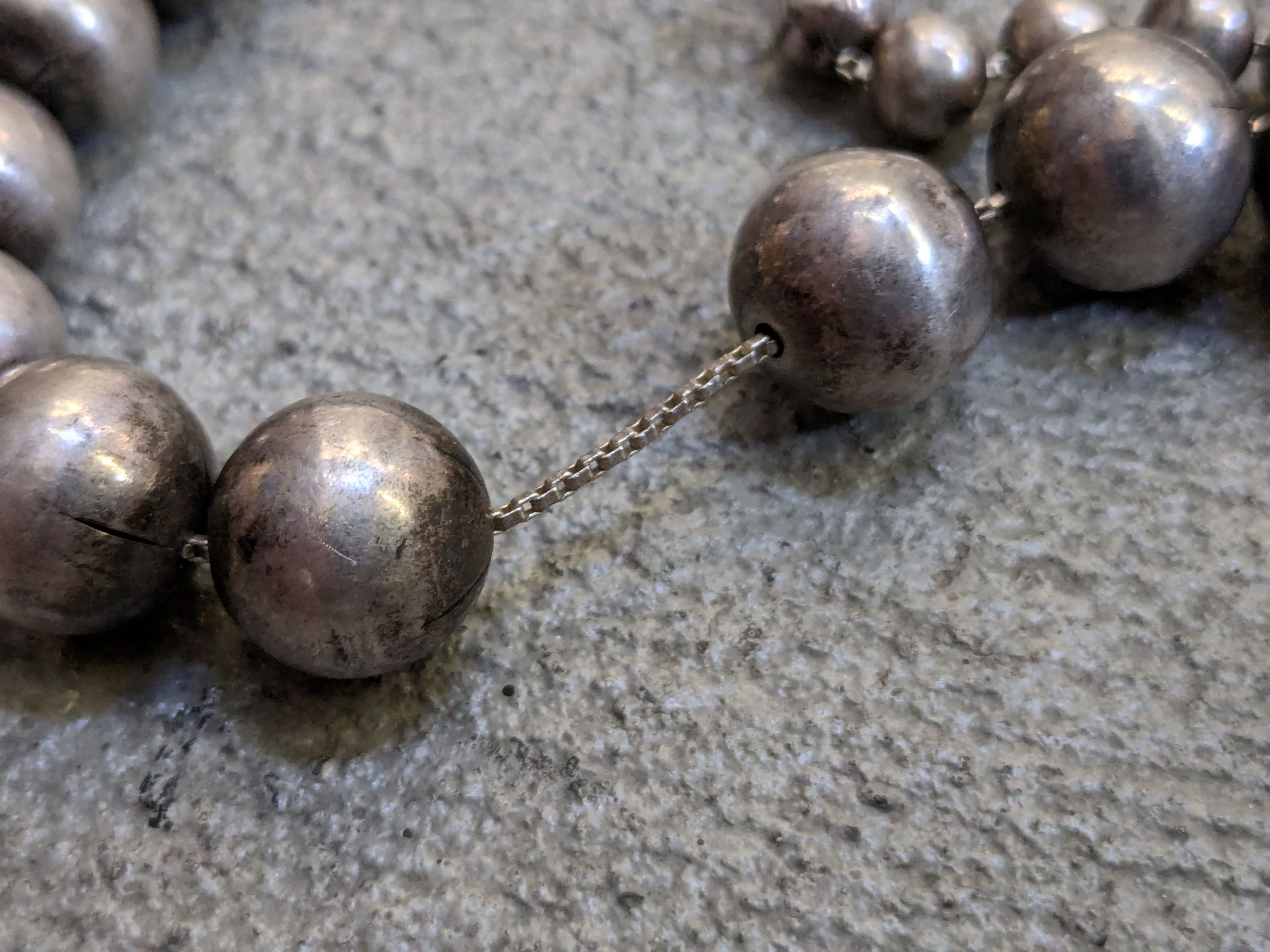Sterling Silver Sterling Silver Necklace Ball Round Graduated Beads 32" Size ONE SIZE - 7 Thumbnail