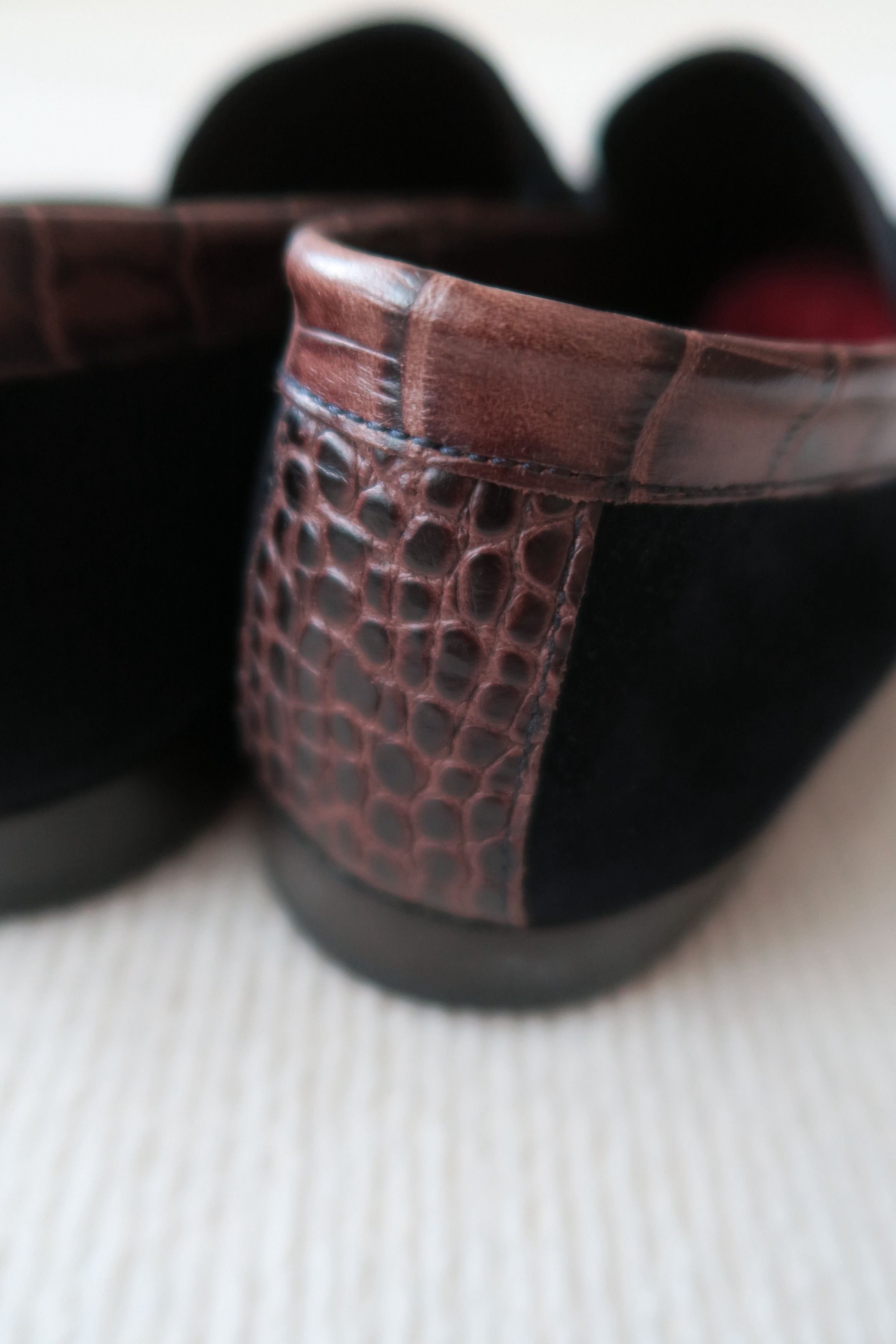 Canali Canali Suede Croc-Embossed Leather Trim Penny Loafers Shoes Size US 10 / EU 43 - 13 Thumbnail