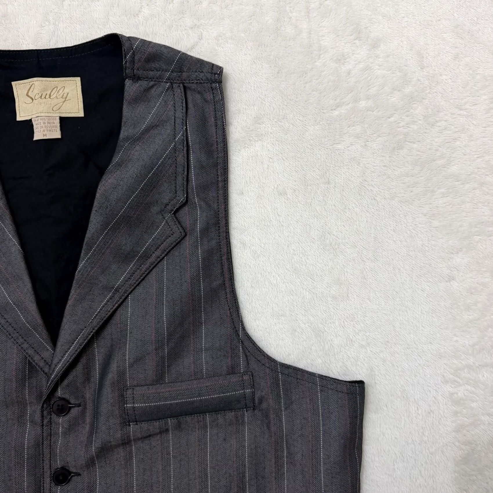 Scully Scully Vest Mens M Gray Pinstripe Waistcoat Suit Western Notch Lapel Dress Formal Business 3 Piece Boys? Womens? Size US M / EU 48-50 / 2 - 3 Thumbnail
