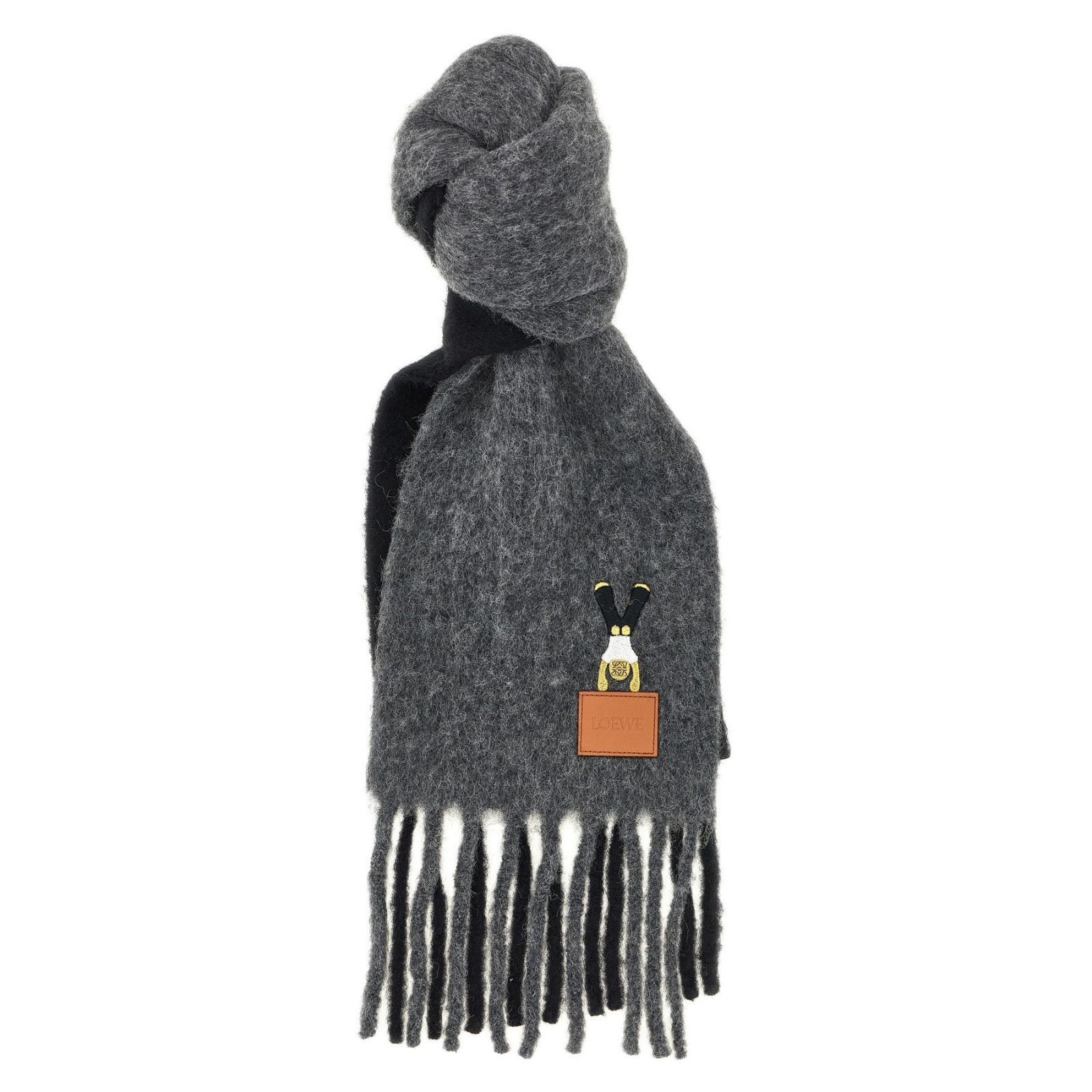 Loewe LOEWE $690 Dark Gray/Black Wool Scarf New & Authentic Size ONE SIZE - 1 Thumbnail