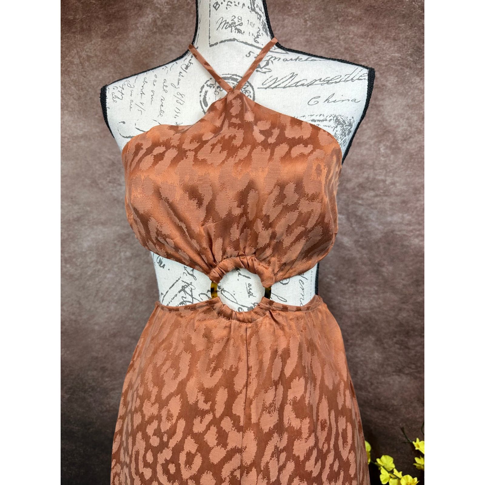 Other Rumer Animal Jumspuit - Rust Leopard- size XS Size 24" / US 00 / IT 34 - 9 Thumbnail