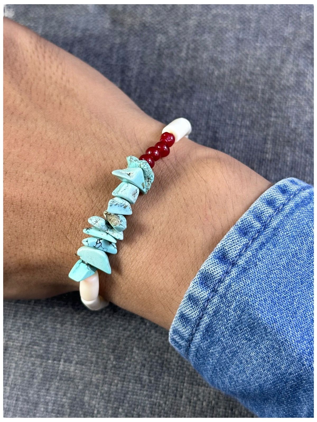 Vintage 2000s HANDCRAFTED RAW TURQUOISE CORAL BRACELET Size ONE SIZE - 3 Thumbnail