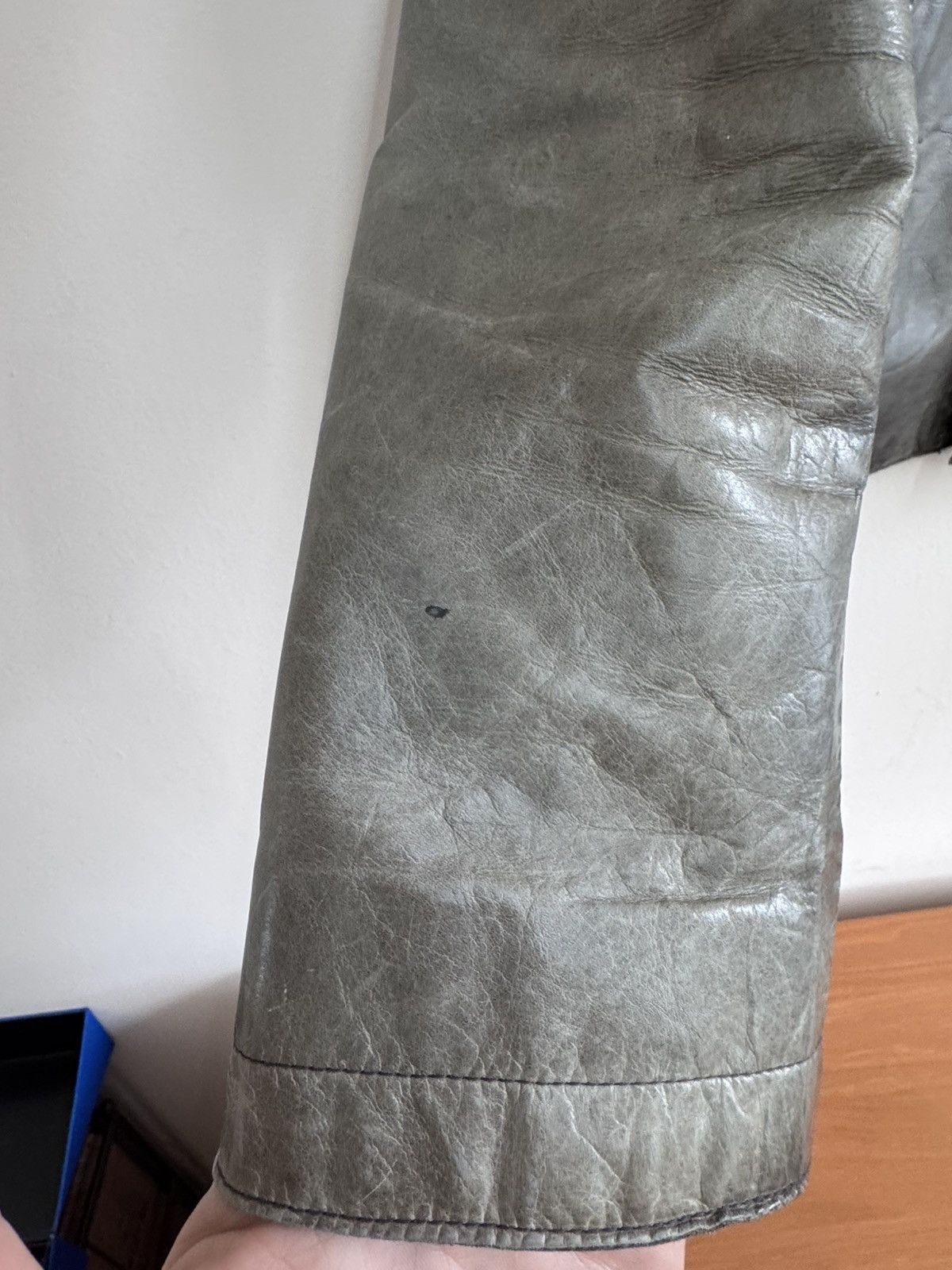 M0851 m0851 Canadian-Made Leather Moto Jacket Gray Size M Washed Size US M / EU 48-50 / 2 - 7 Thumbnail