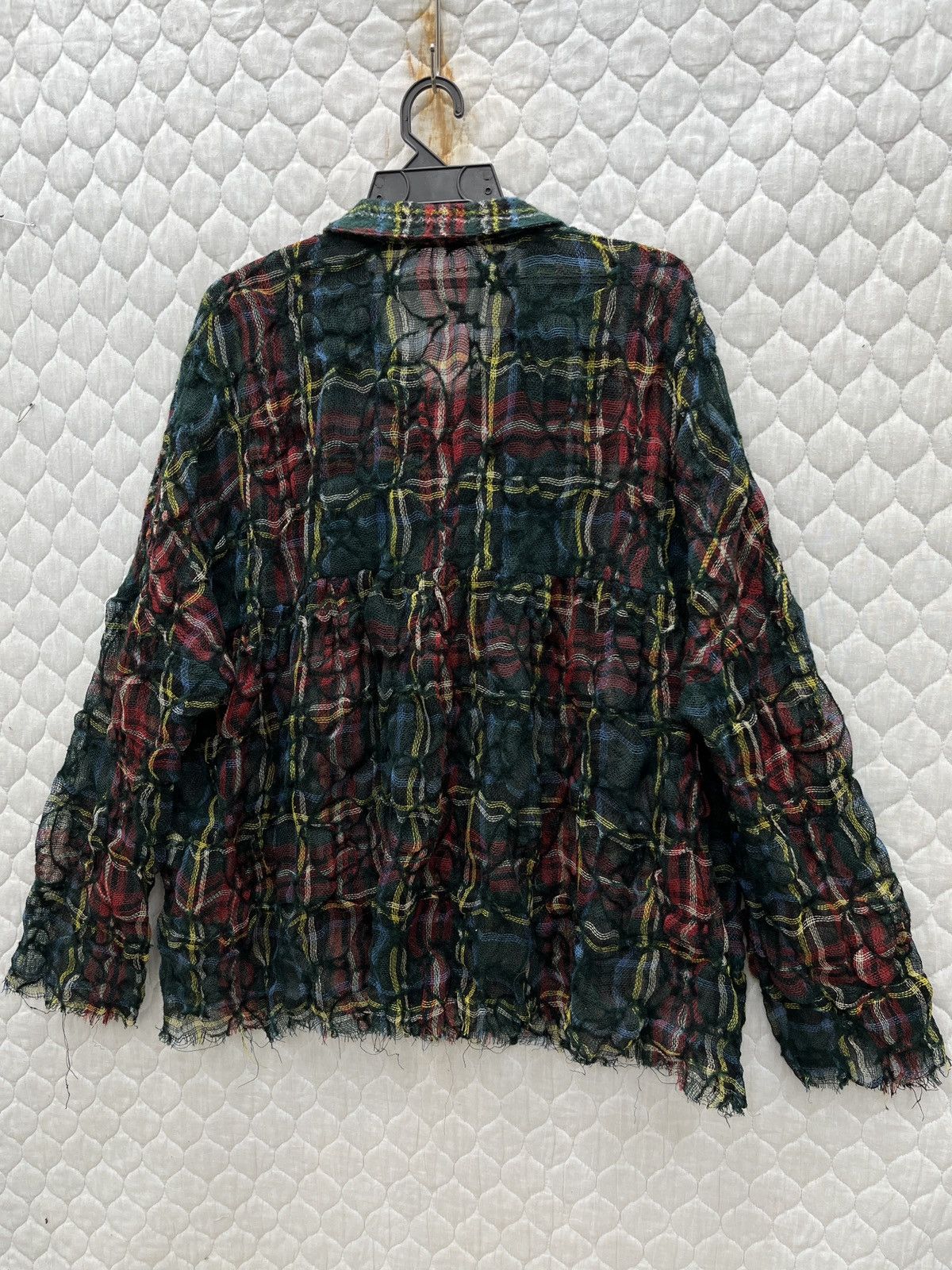 Issey Miyake 🔥🔥VINTAGE ISSEY MIYAKE SUNAO KUWAHARA TARTANWOOL MESH SHIRTS Size M / US 6-8 / IT 42-44 - 6 Thumbnail