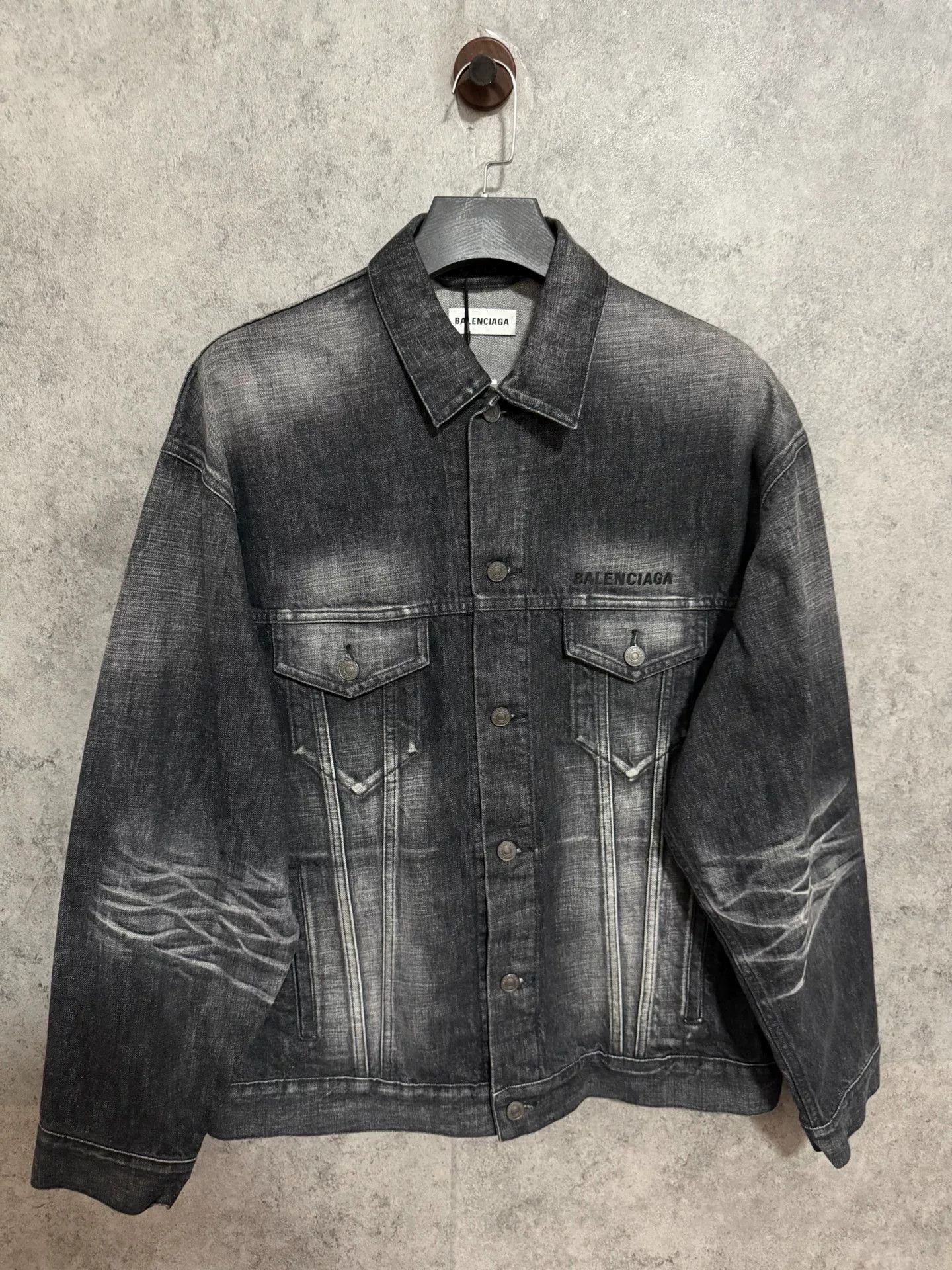Balenciaga Balenciaga Ash Black Tie-Dye Denim Jacket Size US S / EU 44-46 / 1 - 1 Thumbnail