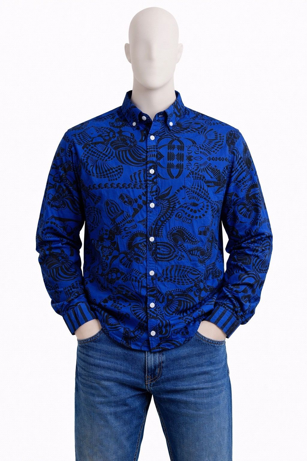 Versace Versace Jeans Luxury Button Up Shirt Size XL Blue Size US XL / EU 56 / 4 - 1 Thumbnail