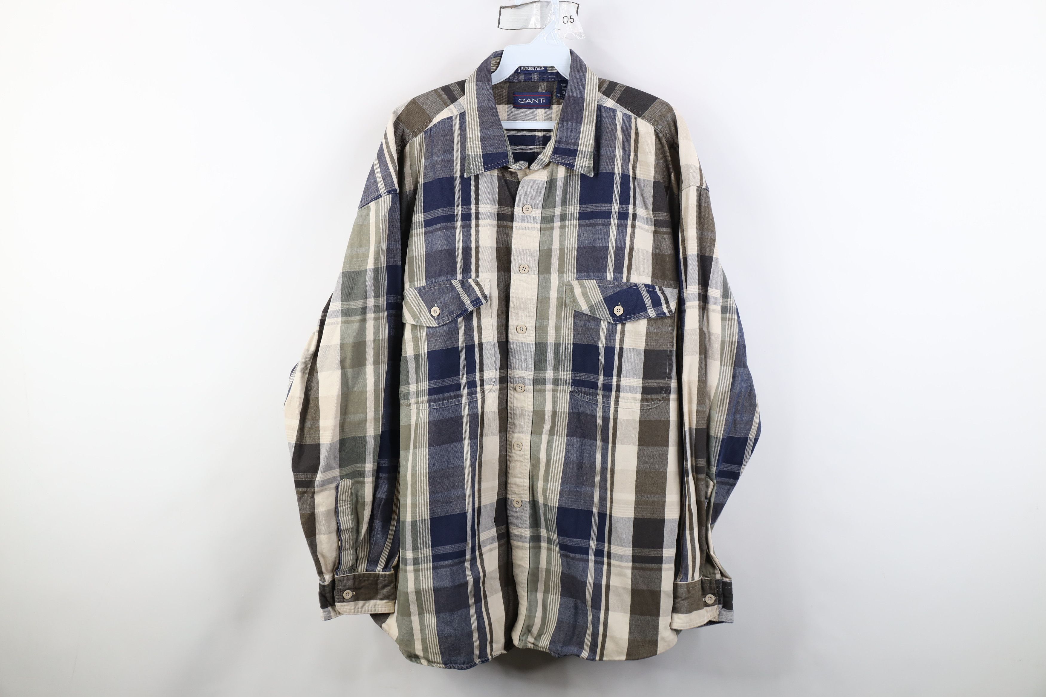 Vintage Vintage 90s Streetwear Twill Collared Button Shirt Plaid Size US XL / EU 56 / 4 - 1 Thumbnail