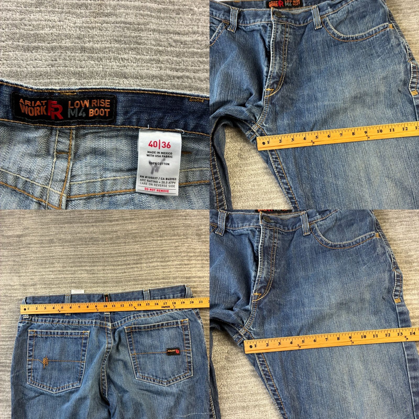 Ariat Ariat Jeans Mens 40x36 Blue Denim Bootcut Relaxed Straight 5-Pocket M4 FR Vintage: No/No N/A Size US 40 / EU 56 - 8 Thumbnail
