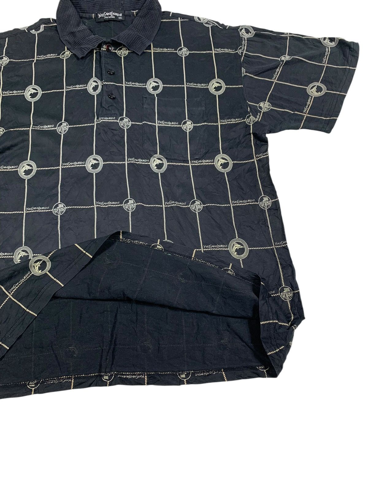 Vintage ☠️NEED GONE☠️ Vintage Yvessaintlauren Full Printed Polo Shirt Size US L / EU 52-54 / 3 - 5 Thumbnail