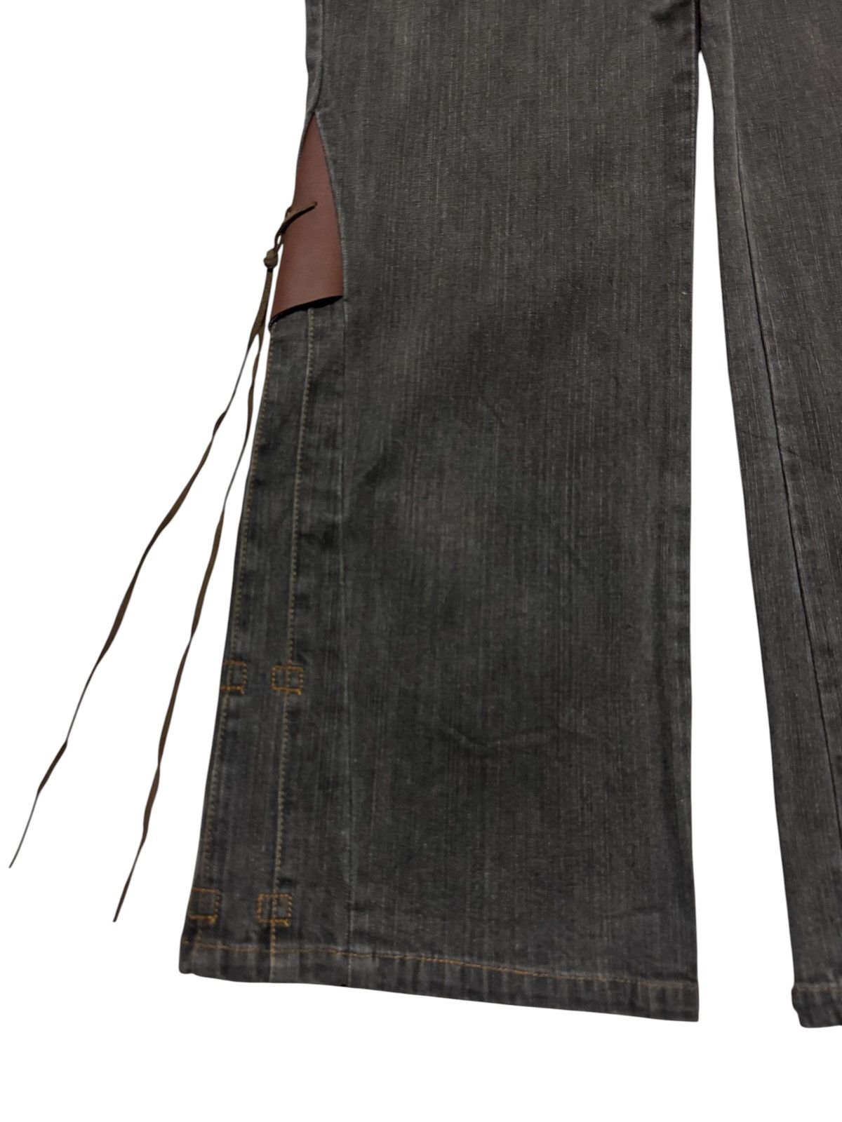 Tornado Mart FLARED VINTAGE LIVE CLAIRE RARE LACE-UP SPLIT LEATHER JEANS Size US 32 / EU 48 - 6 Thumbnail