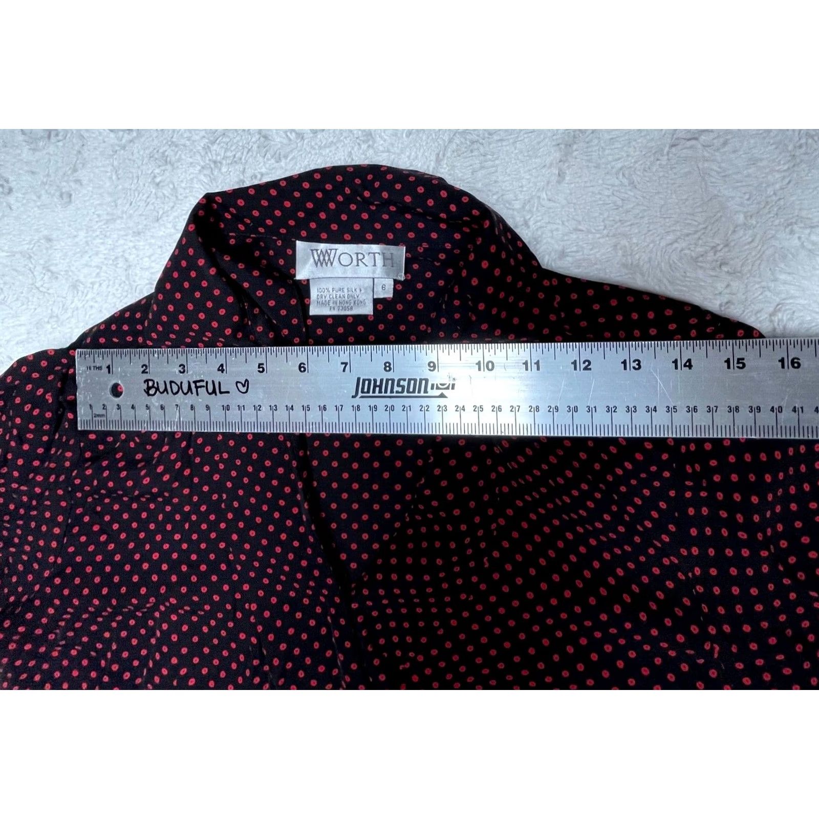 Vintage Worth Blouse Shirt Adults 8 Black Red Polka Dot Silk Wrap Long Sleeve Womens Size M / US 6-8 / IT 42-44 - 4 Thumbnail