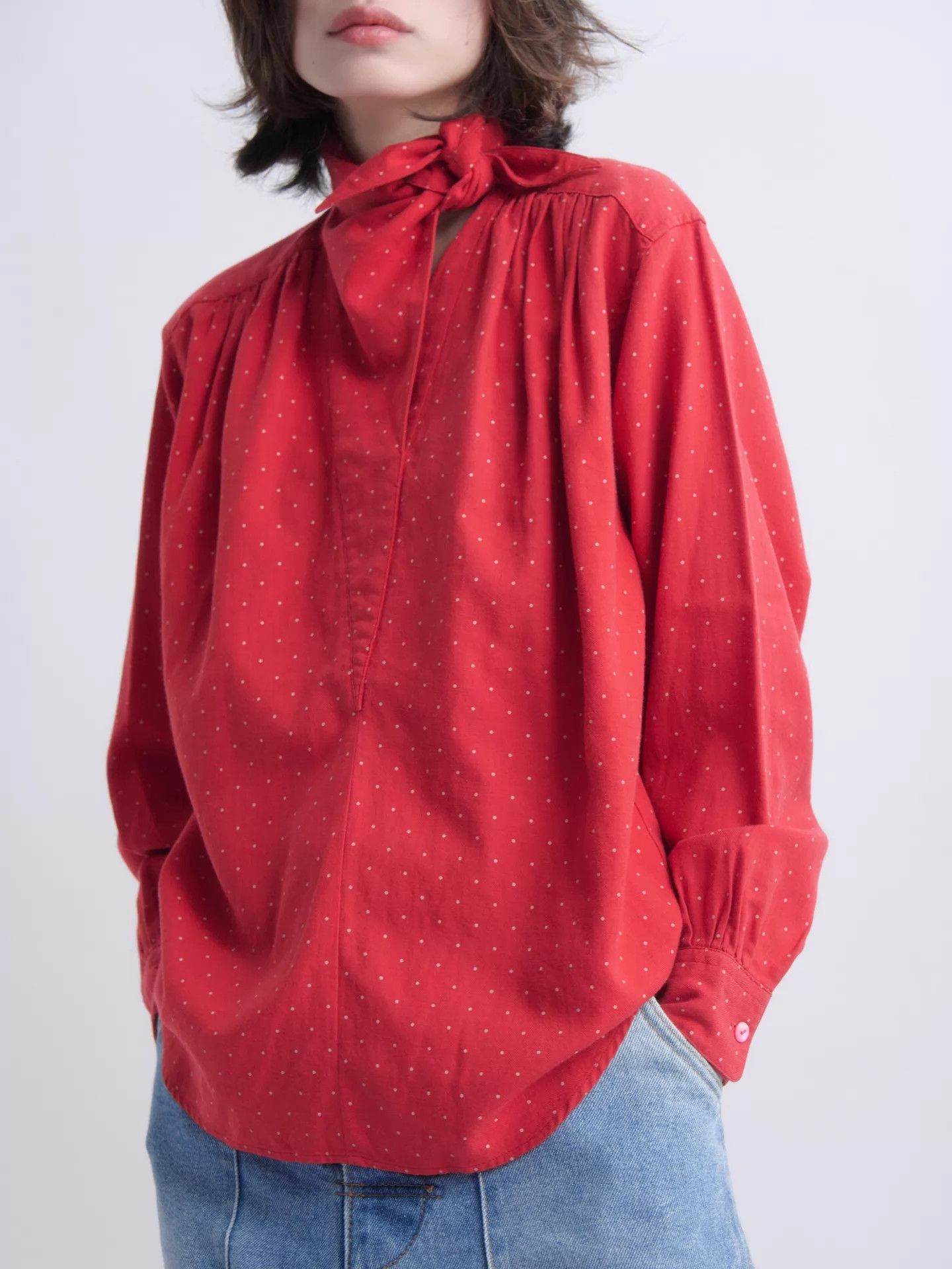 Kenzo KENZO 80s Early Polka Dot Tie-Neck Shirt Size M / US 6-8 / IT 42-44 - 1 Thumbnail