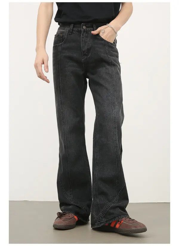 VIBE Men's American retro high street patchwork flared jeans Size US 32 / EU 48 - 2 Thumbnail